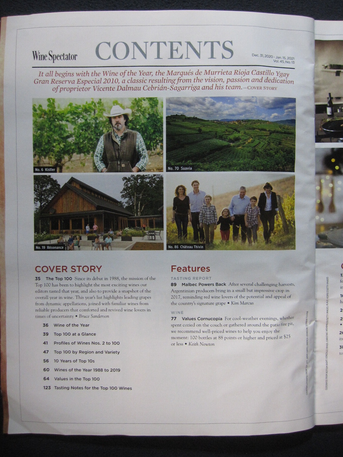 Wine Spectator Magazine December 31, 2020 – January 15, 2021 TOP WINES OF 2020