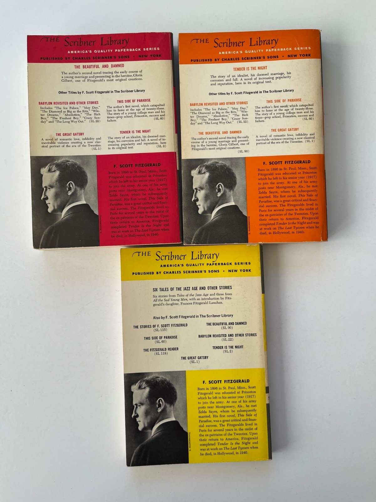F. SCOTT FITZGERALD `~ lot of 3 Scribner ~ JAZZ AGE Tender Is The Night DAMNED