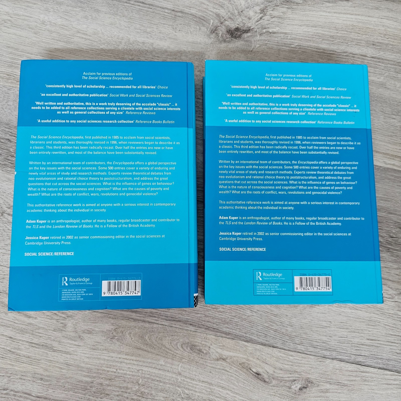 The Social Science Encyclopedia HC Volumes 1 & 2 by Adam & Jessica Kuper
