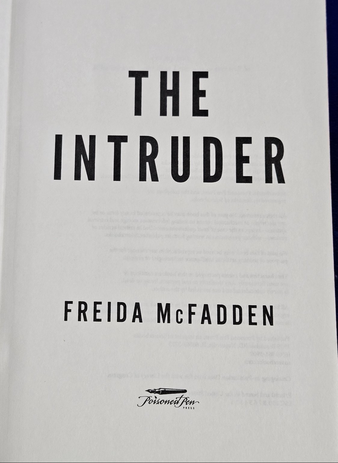 The Intruder Freida McFadden 2025 First Edition Thriller Suspense Sourcebooks