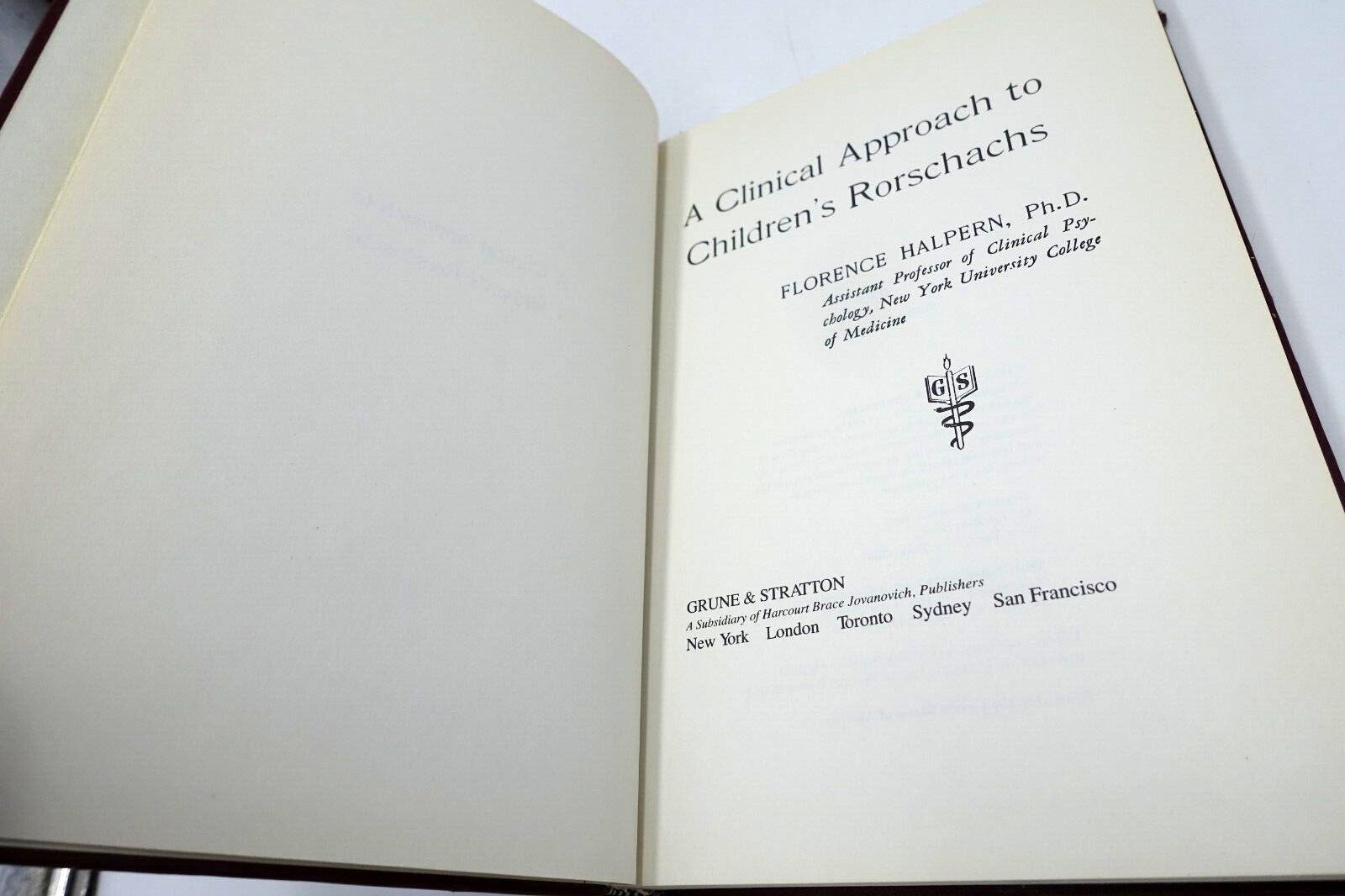 Vintage 1953 A Clinical Approach to Children’s Rorschachs Florence Halpern