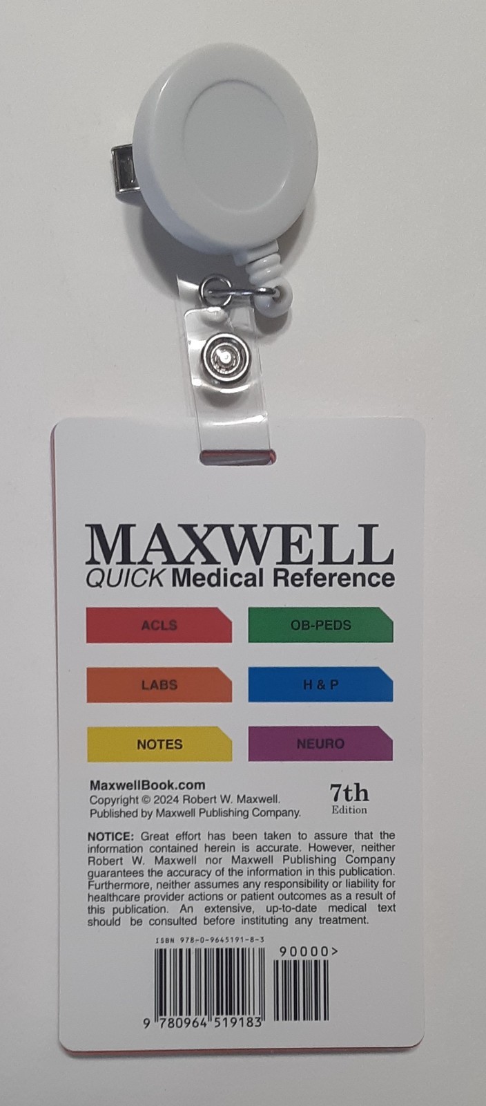 Maxwell Quick Medical Reference Book 7th Edition- Badge Size Vertical