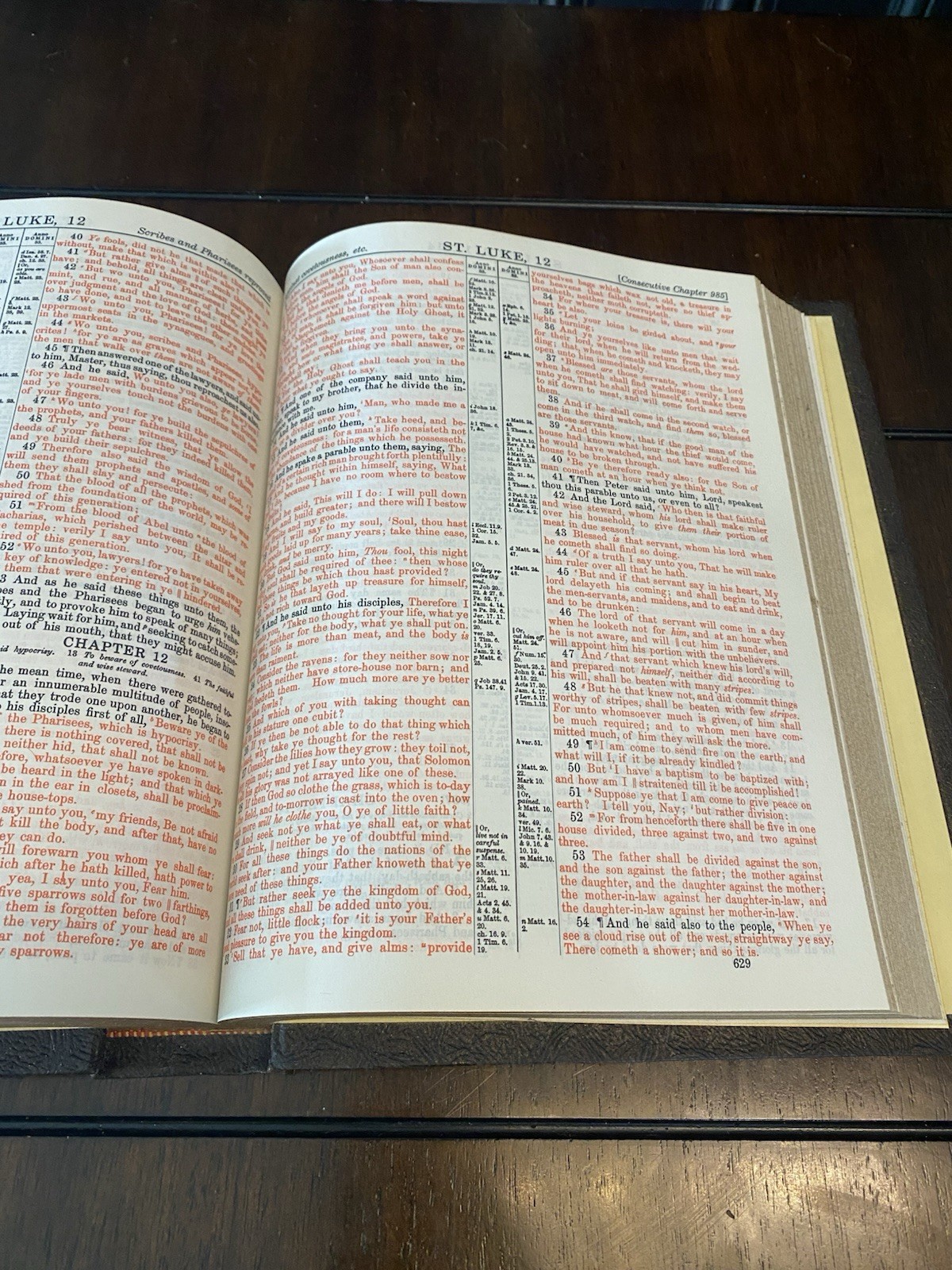 Vintage 1970 Lg.King James Version Red Letter Bible-Gold Gild Faux Leather Bound