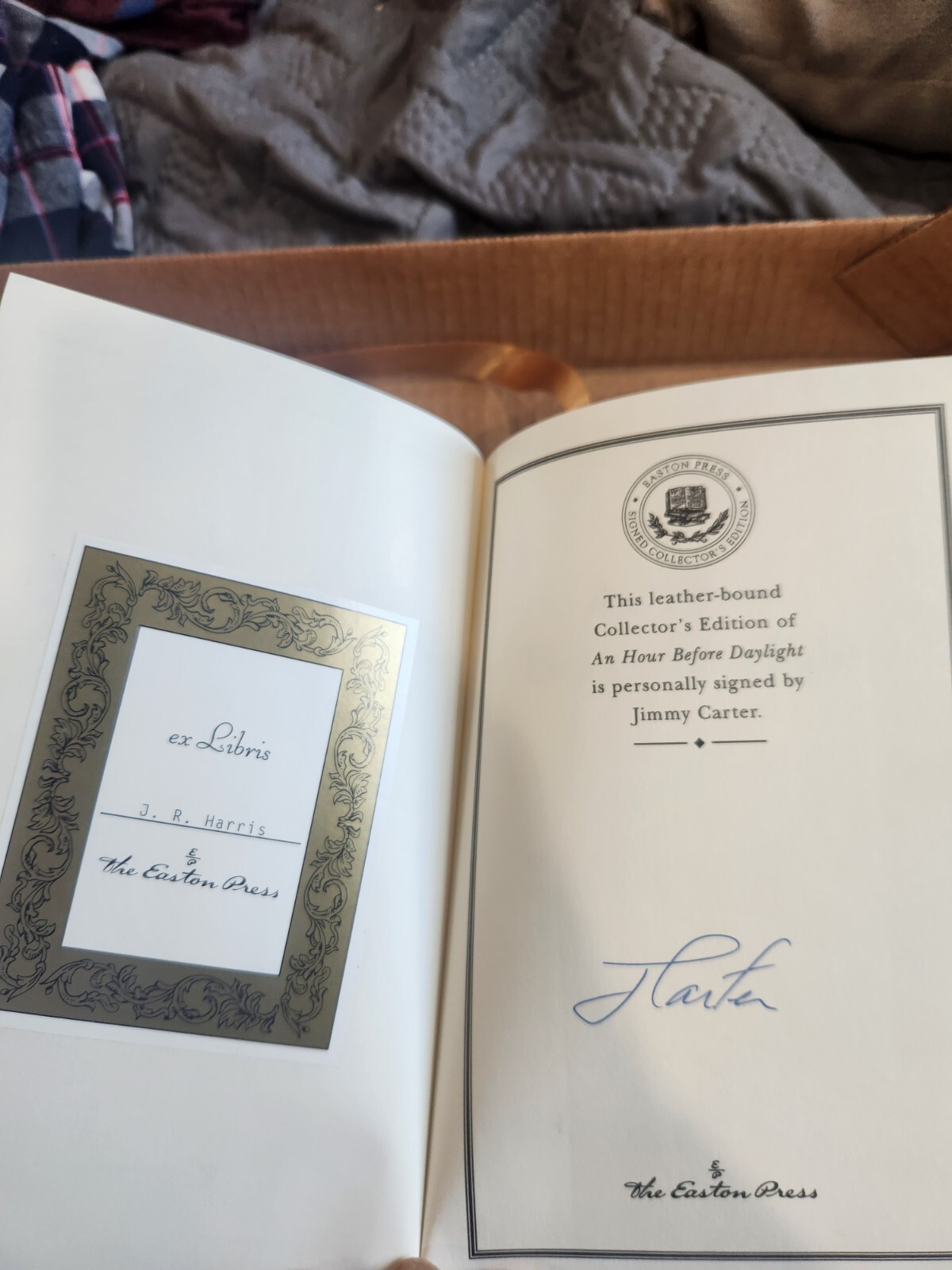 An Hour Before Daylight by Jimmy Carter Hardcover Leather-bound collectors