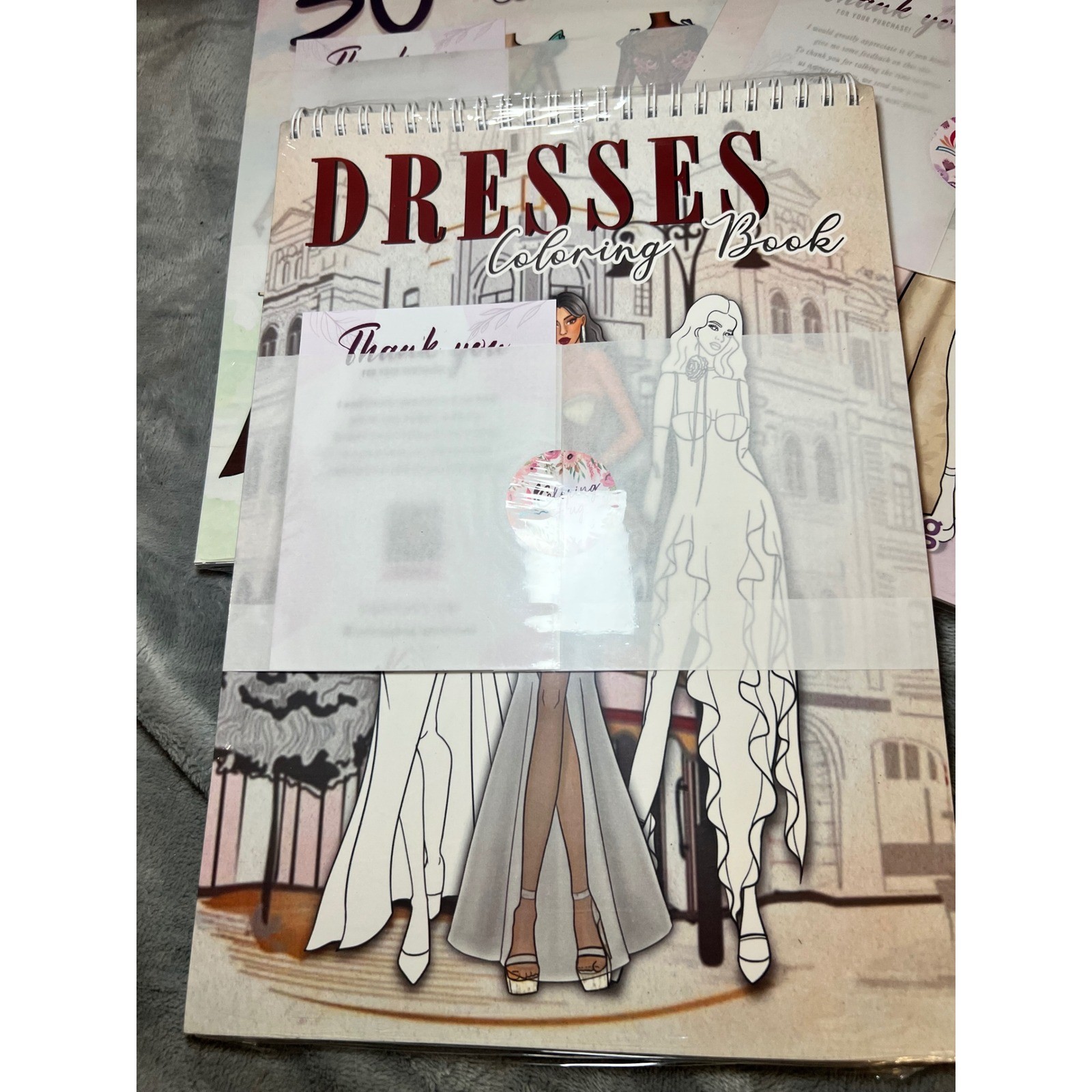 Fashion Dress Coloring Book Lot 30 Dresses Outfits To Style Spiral Bound 3pc