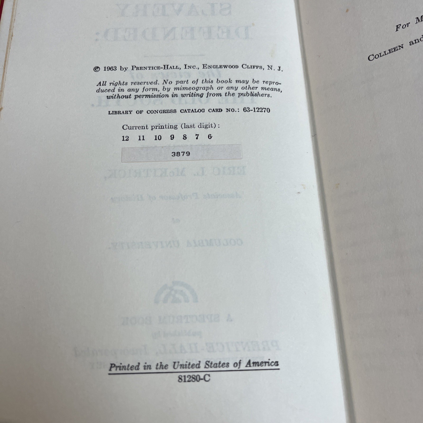 Slavery Defended Views Of The Old South RARE 1963 HARDCOVER Eric L McKitrick