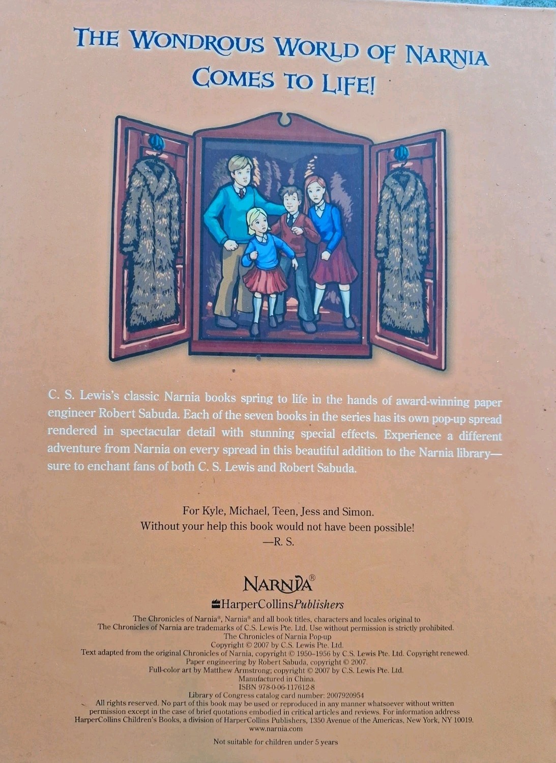 Chronicles of Narnia Pop-Up Book 2007 Hardcover Based on C.S. Lewis Fantasy Kids