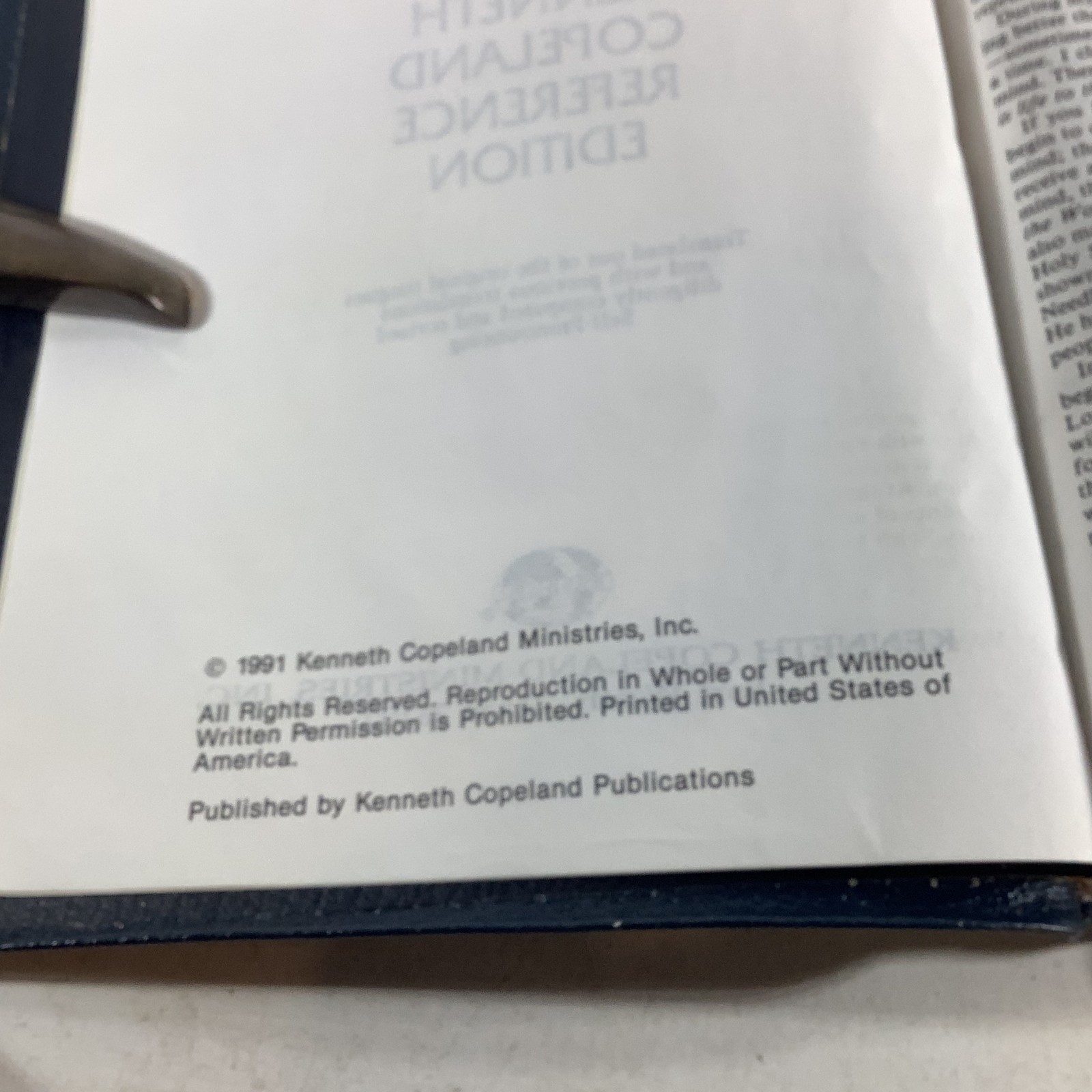 Holy Bible Kenneth Copeland Reference Edition KJV Genuine Leather 1991 VG