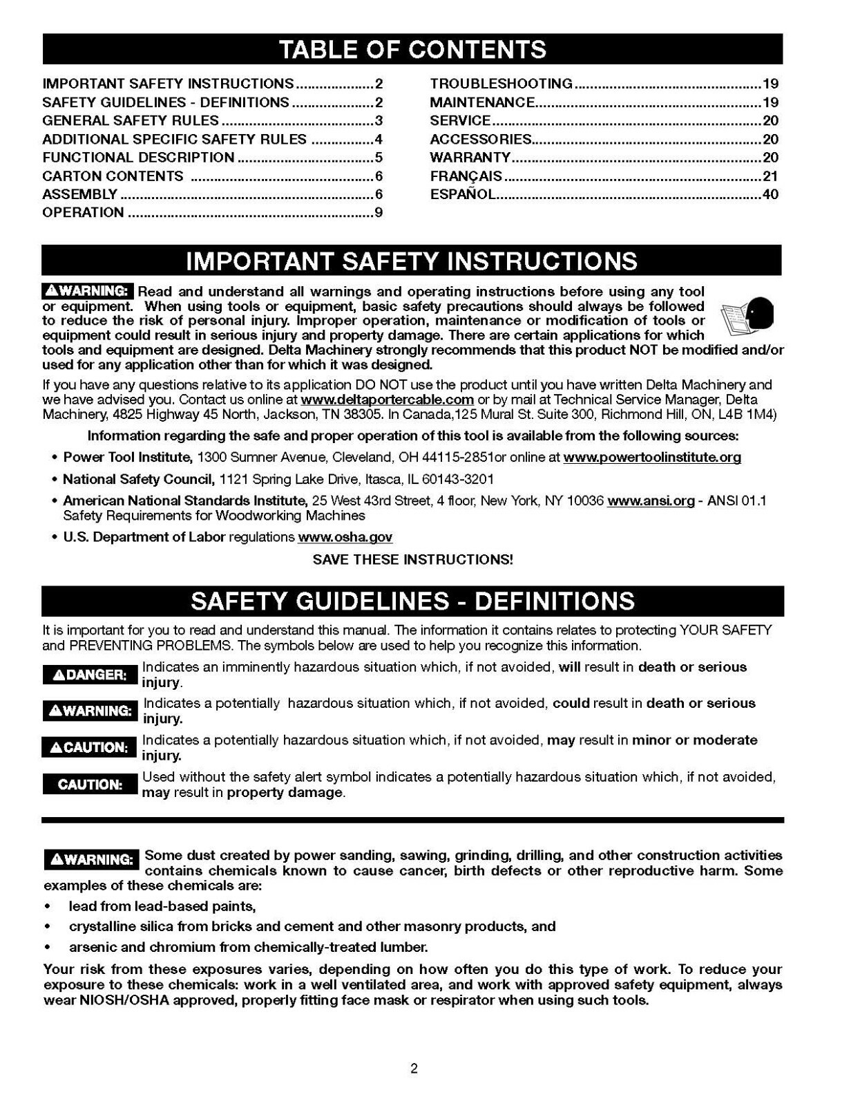 Delta DC-580 20″ Planer 22-450 22-451 Instruction Manual SPIRAL BOUND