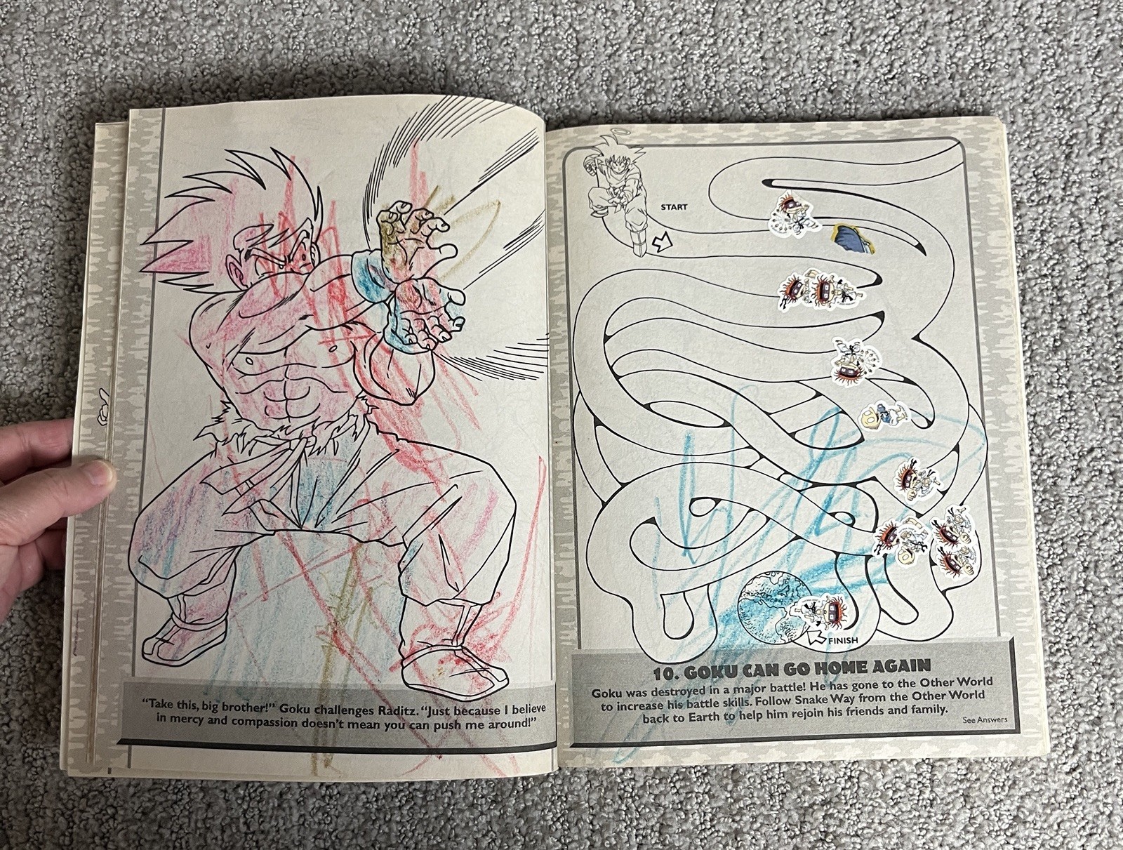 Vintage Dragon Ball Z Giant Coloring & Activity Books Lot of 2 (1 Page Used)