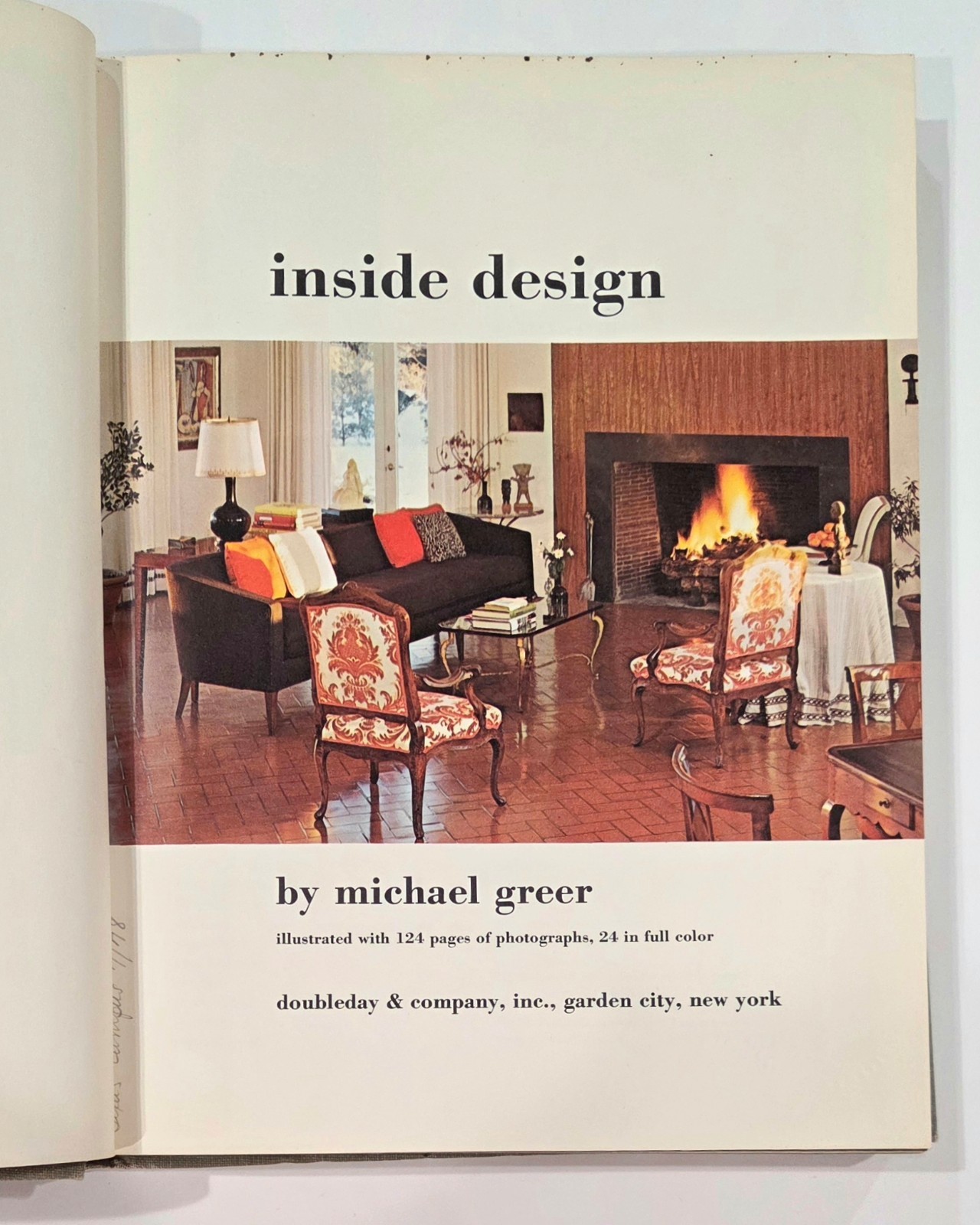 1962 Inside Design by Michael Greer, hardcover, 124 pages of photos, Mid-Century