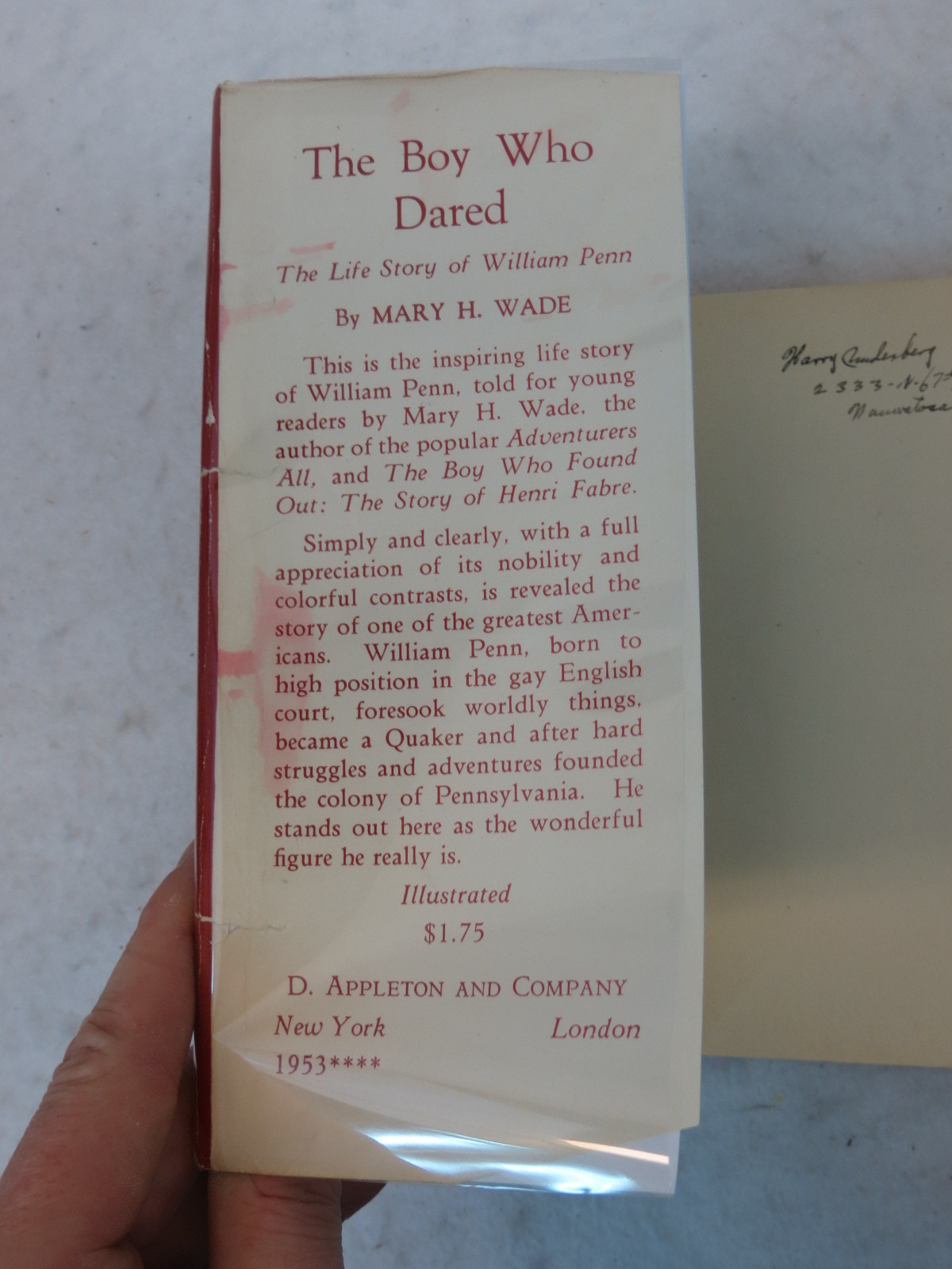 Mary Hazelton Wade THE BOY WHO DARED D. Appleton & Co. NY c. 1929 HC/DJ