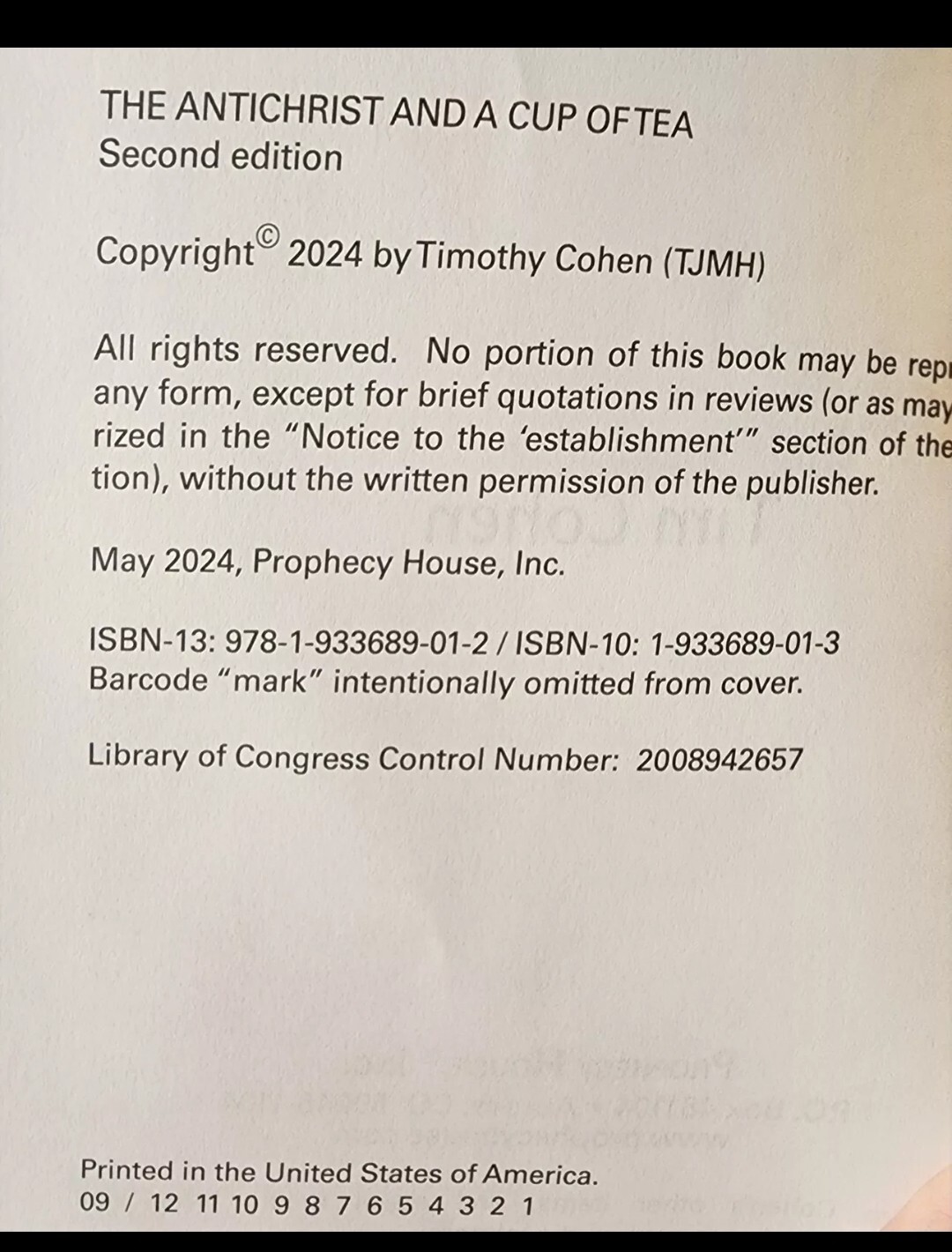 The Antichrist and a Cup of Tea (2nd Ed May 2024) by Cohen, Tim HTF
