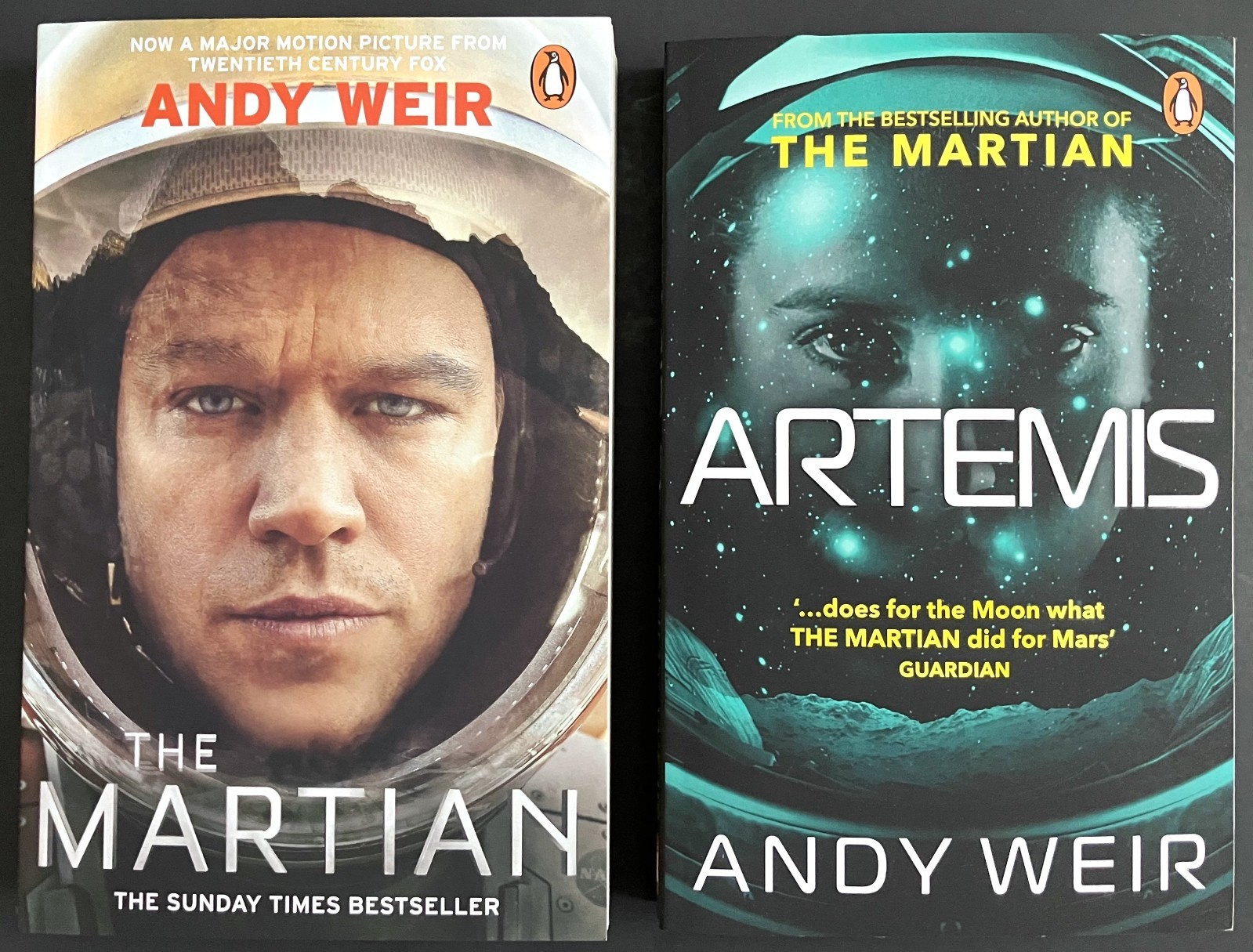 Andy Weir 2 Book Lot The Martian & Artemis Paperback Sci-Fi Novels Penguin