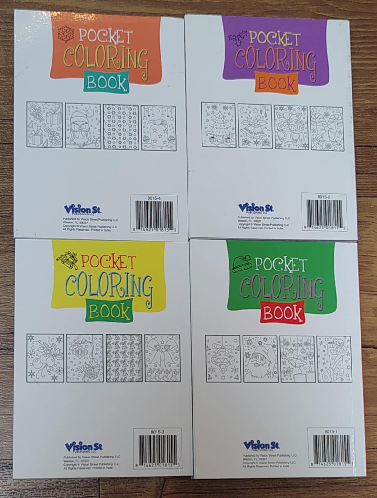Pocket Coloring Book – Vision St Christmas Lot of 4 Tree Ornament Santa Reindeer
