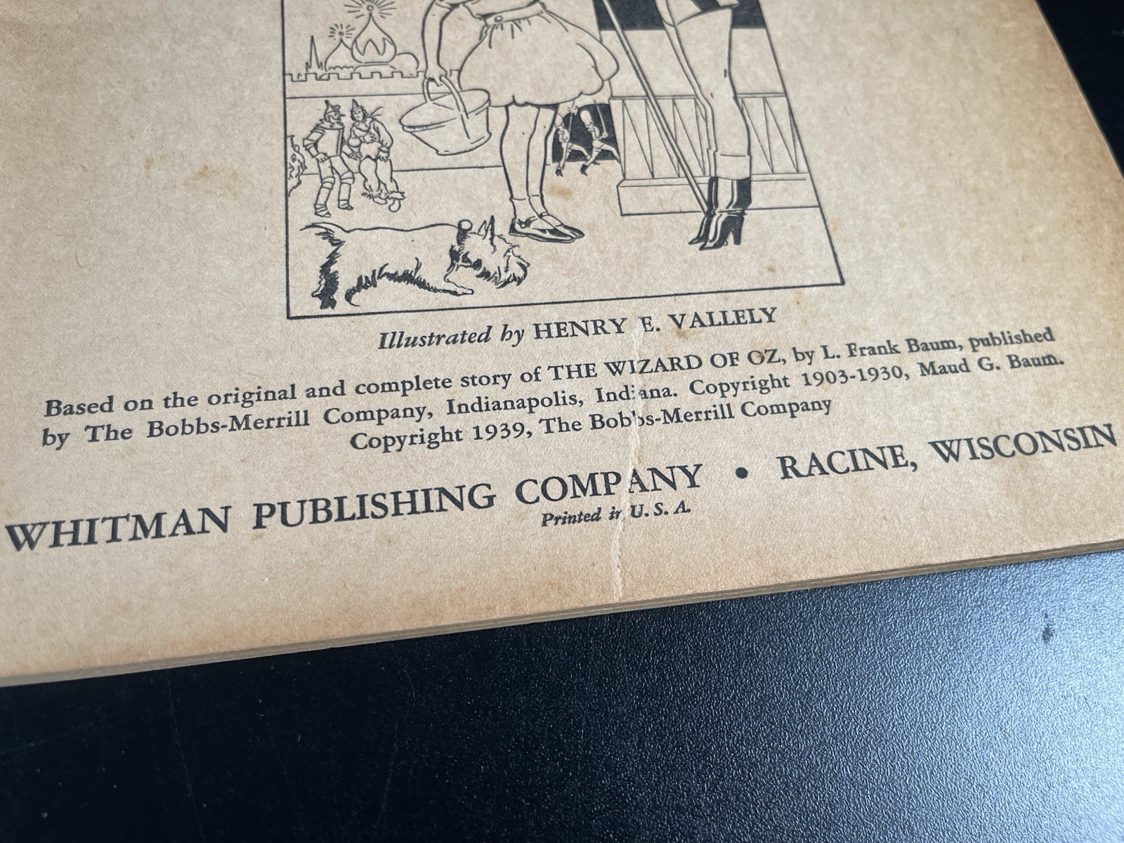 1939 The Story of The Wizard of OZ picture book Whitman USA 48 pages vintage B&W