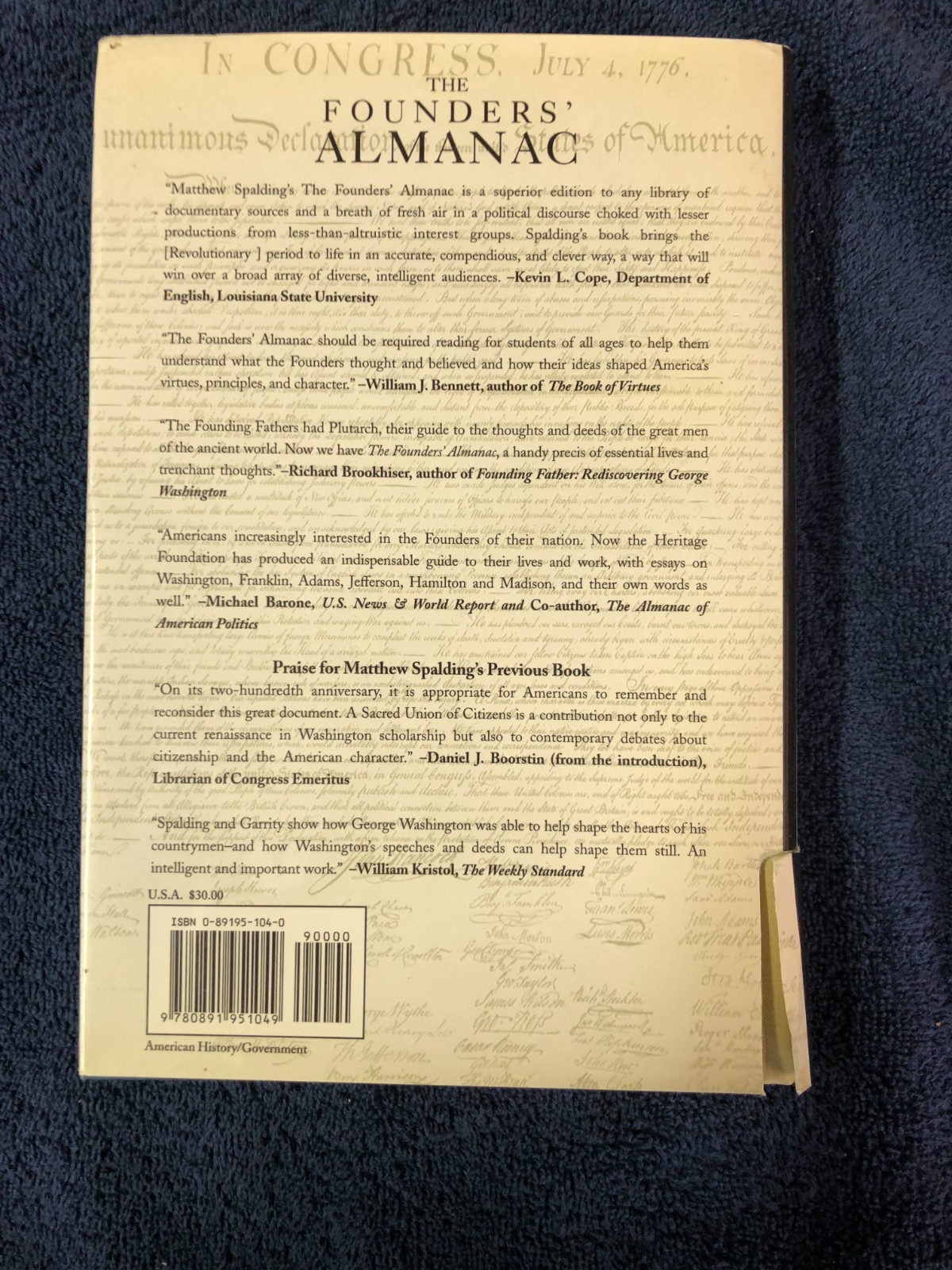 The Founders‘ Almanac Edited by Matthew Spalding