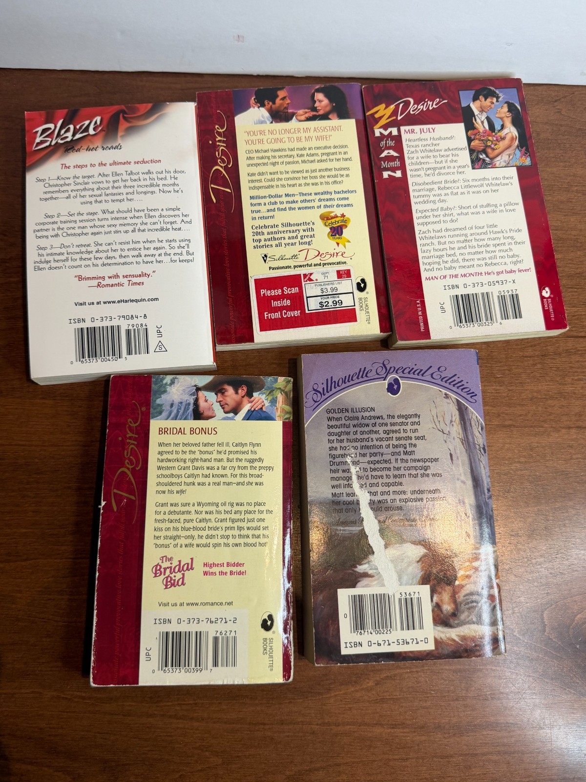 collection of 5 vintage romance paperback books