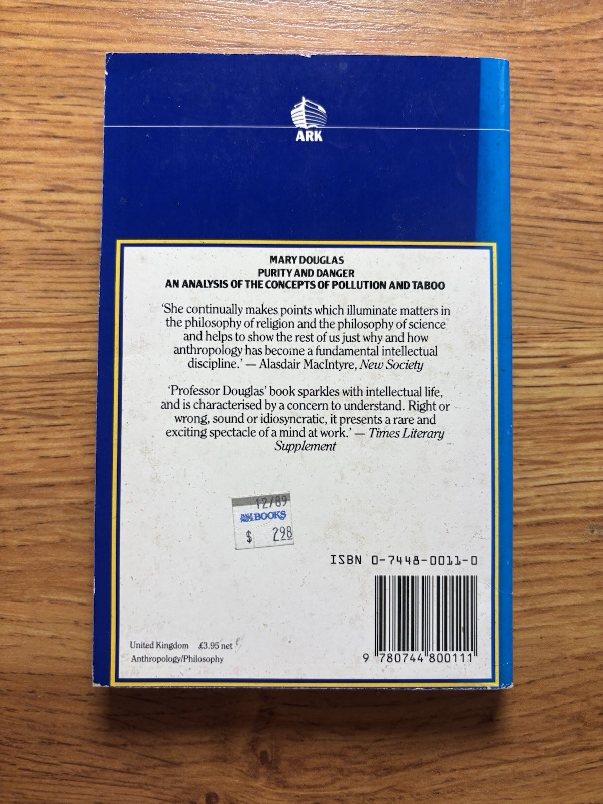 Purity and Danger : An Analysis of the Concepts of Pollution and Taboo by…