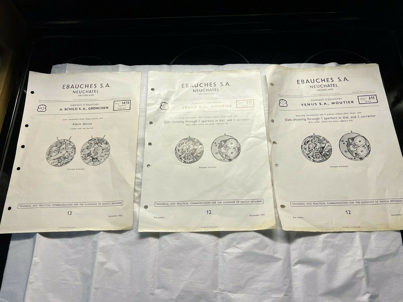 Watch Repair Technical Communication Guides Ebauches S.A ESA Lot of 3 Pamphlets