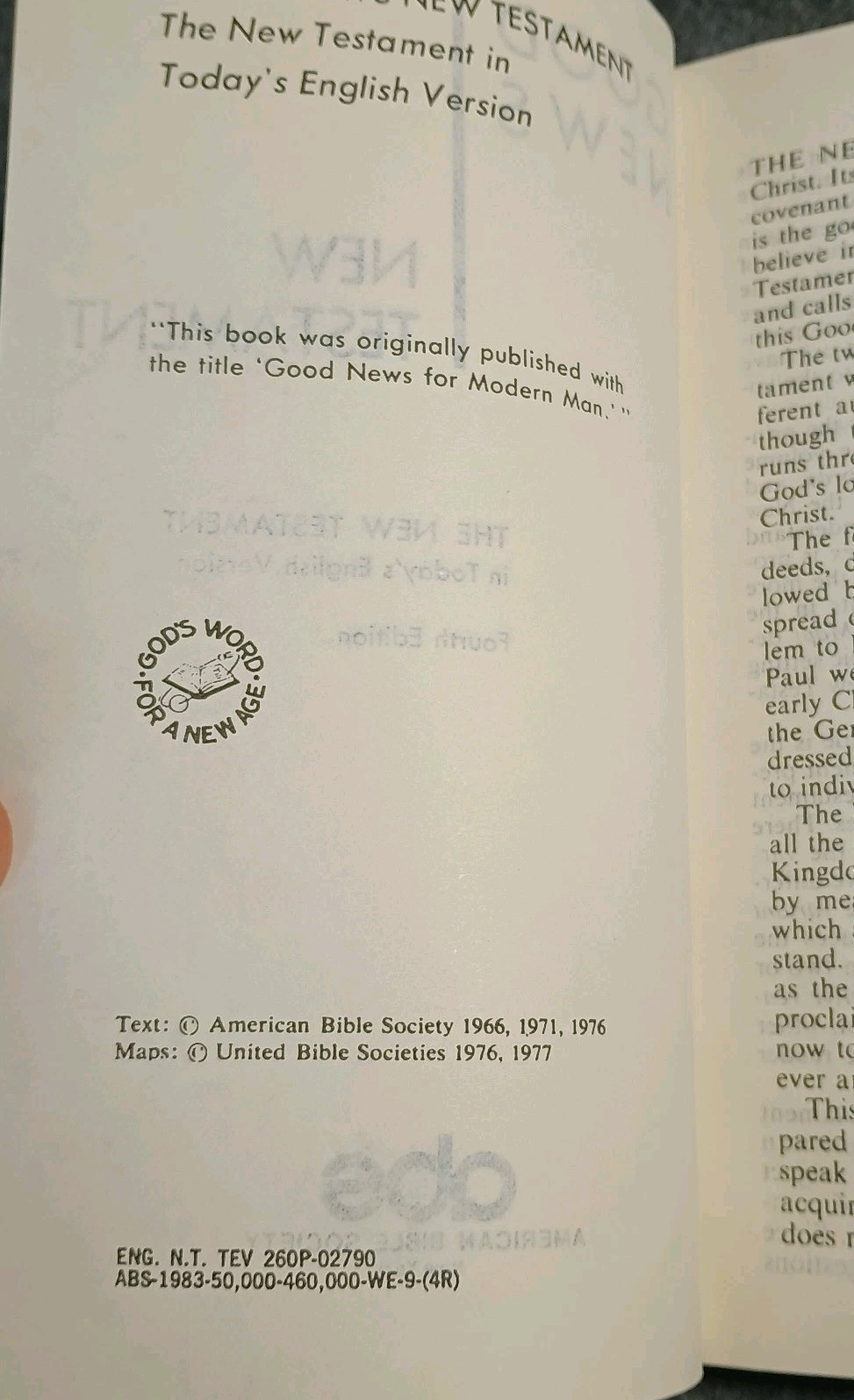 Good News New Testament In Today’s English Version 4th Edition Paperback