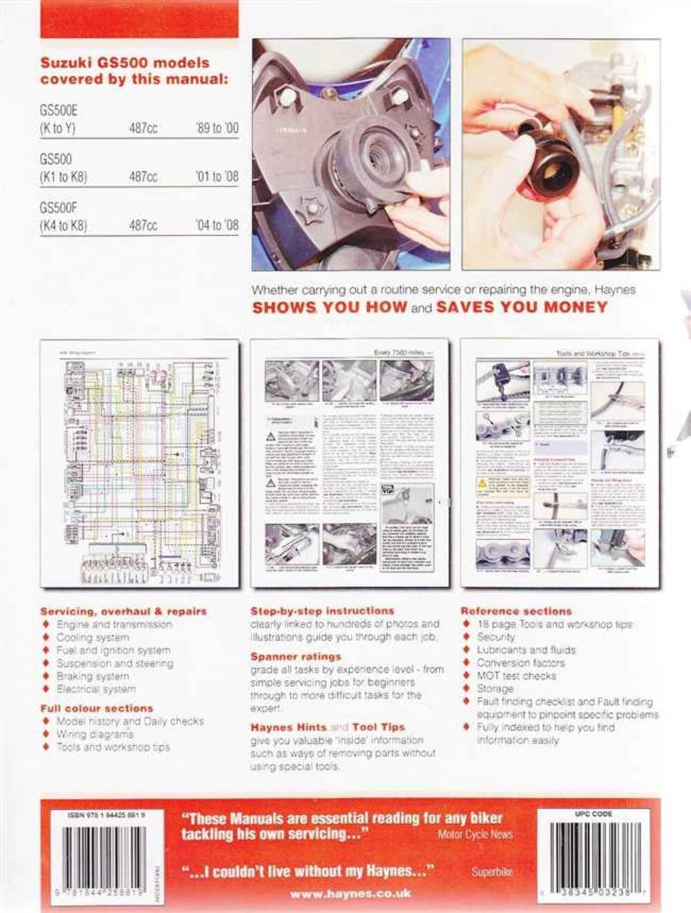 Suzuki GS500, GS500E, GS500F Twin 487cc 1989 – 2008 Workshop Manual (M3238)