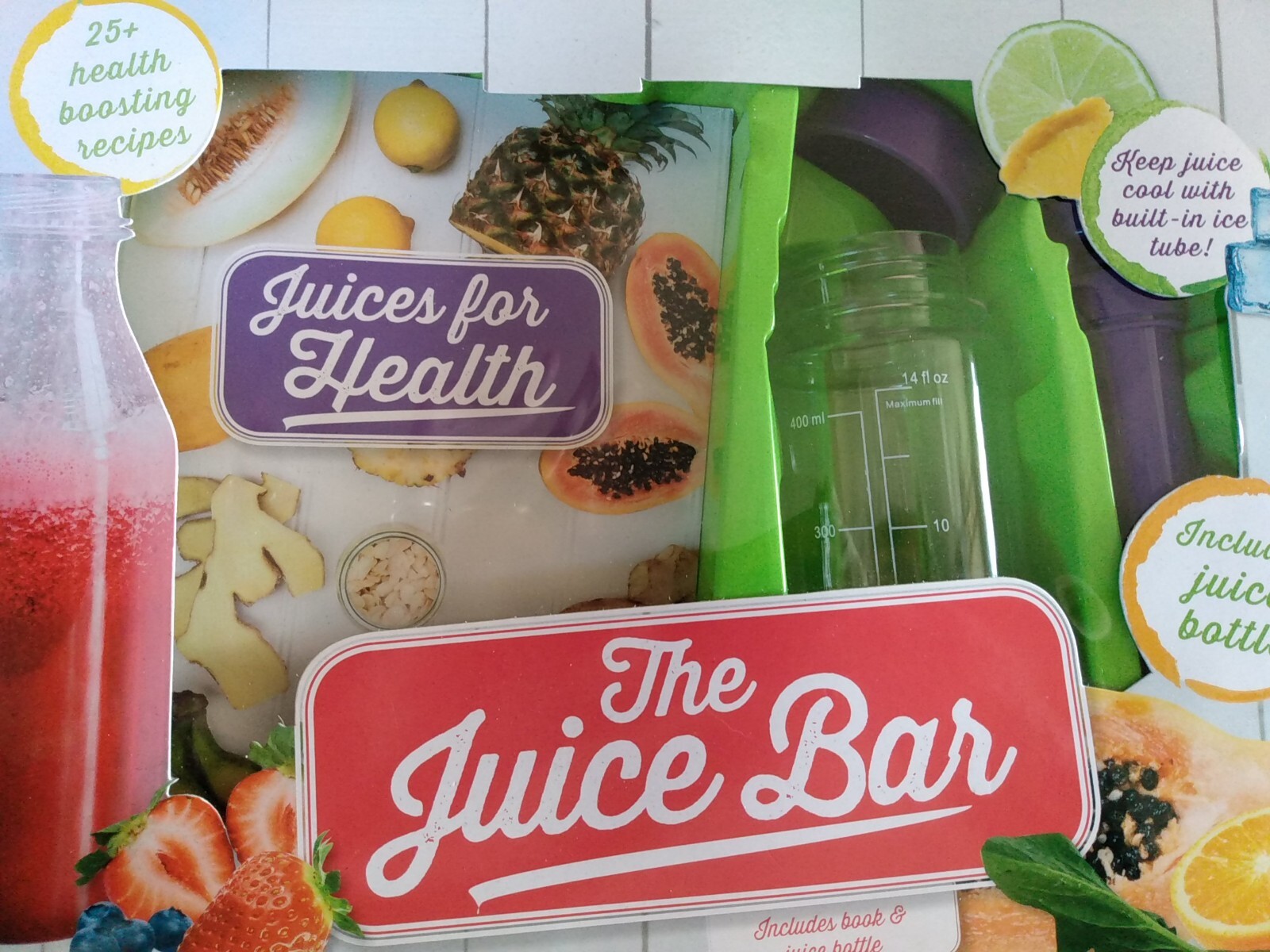The Juice Bar Kit Juicing For Beginners Health Boosting Book + 14oz Bottle
