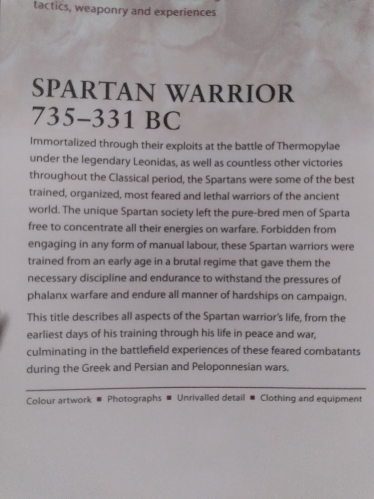 Spartan Warrior by Duncan B. Campbell (Osprey Warrior Series No. 163) BRAND NEW!