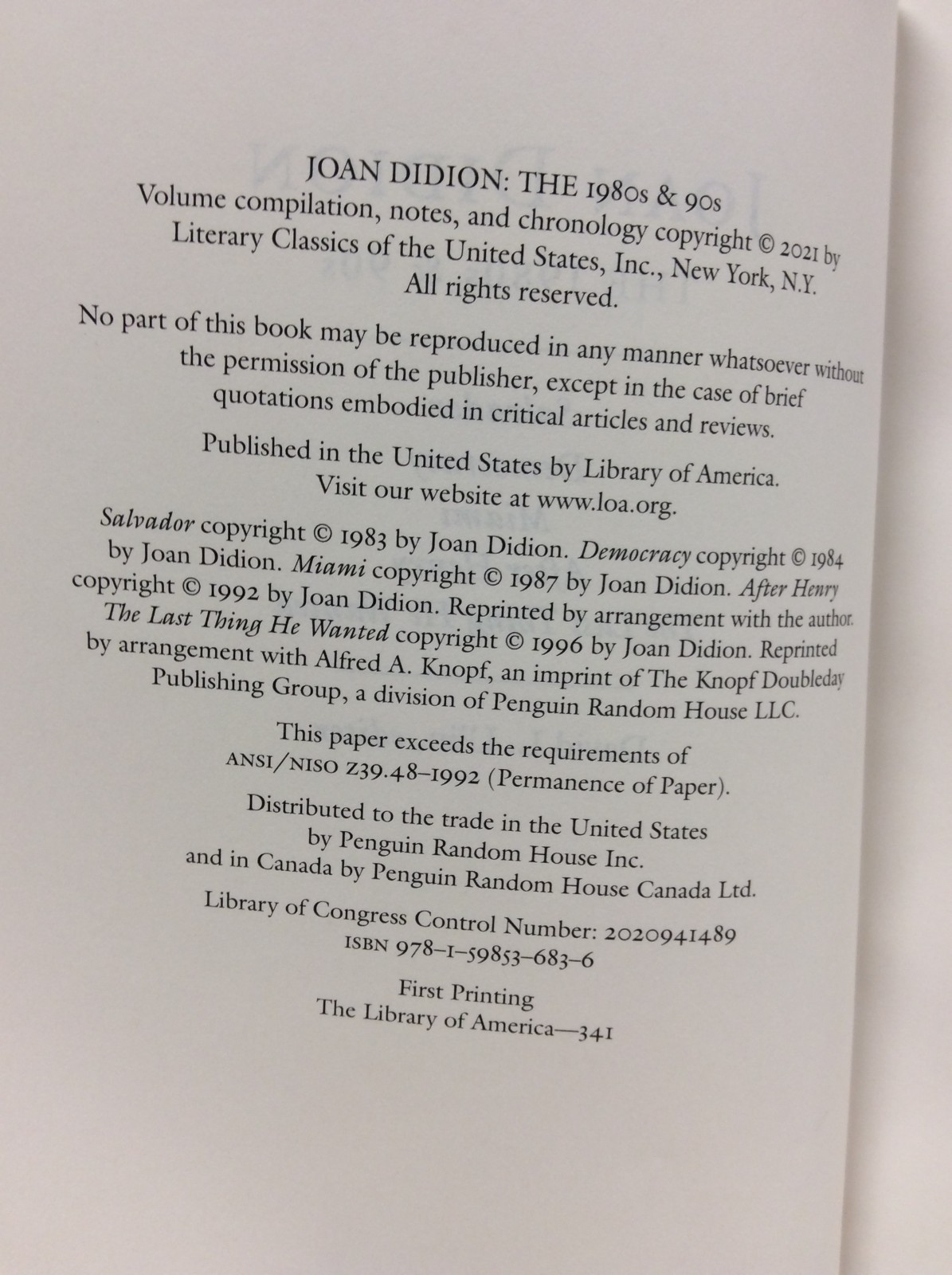 JOAN DIDION – THE 1980s & 90s Joan Didion 1st Edition HC 2021