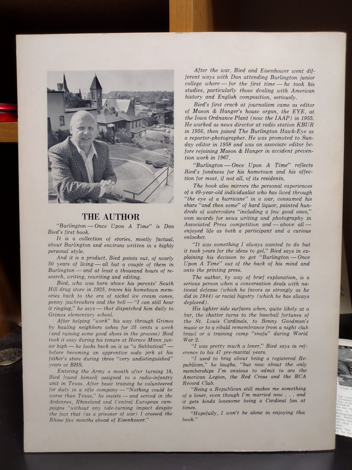 Burlington (Iowa) Once Upon A Time Dan Bied 1975 Craftsman Press Photos 88 Pages