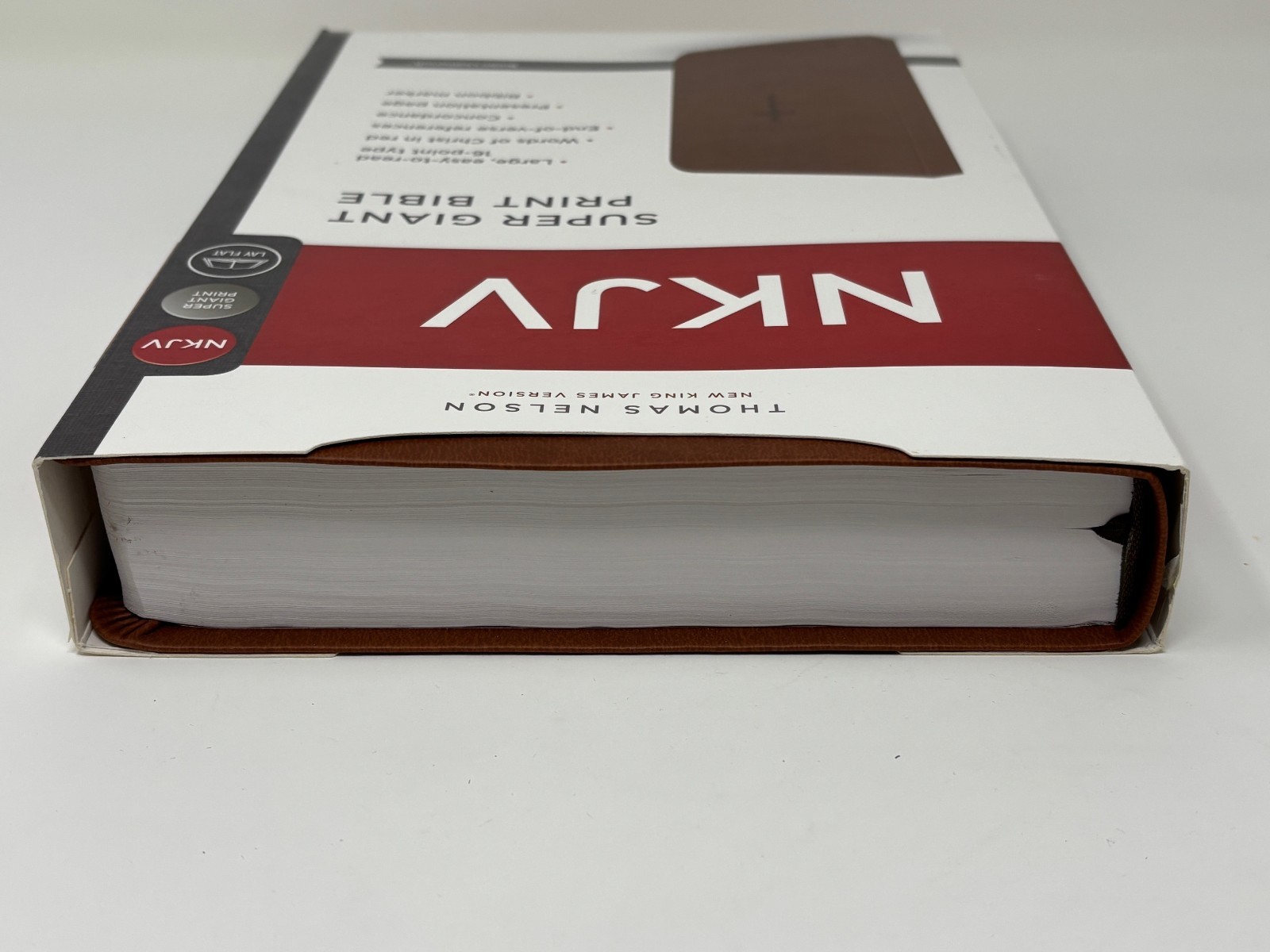 NKJV Super Giant Print Bible Brown Leathersoft 16 Point Type Ribbon Marker