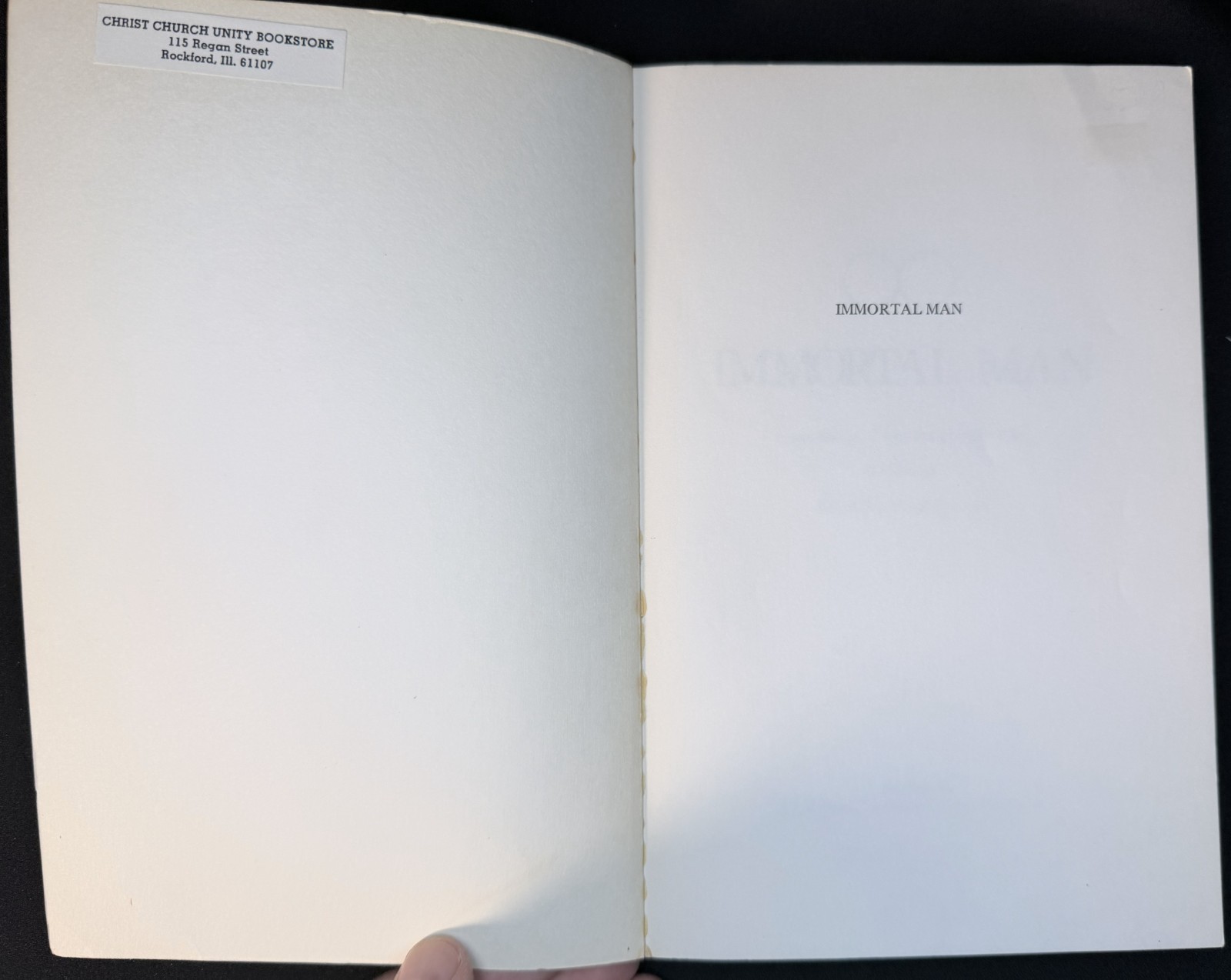 IMMORTAL MAN: COMPILATION OF LECTURES BY NEVILLE 1977 PB 1st Ed Broome Unity