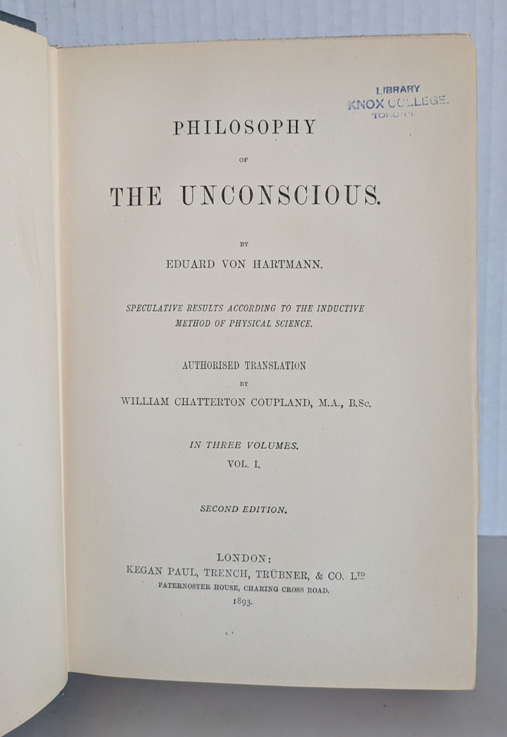Philosophy of the Unconscious 3 VOLUME SET 1893 by Eduard von Hartmann