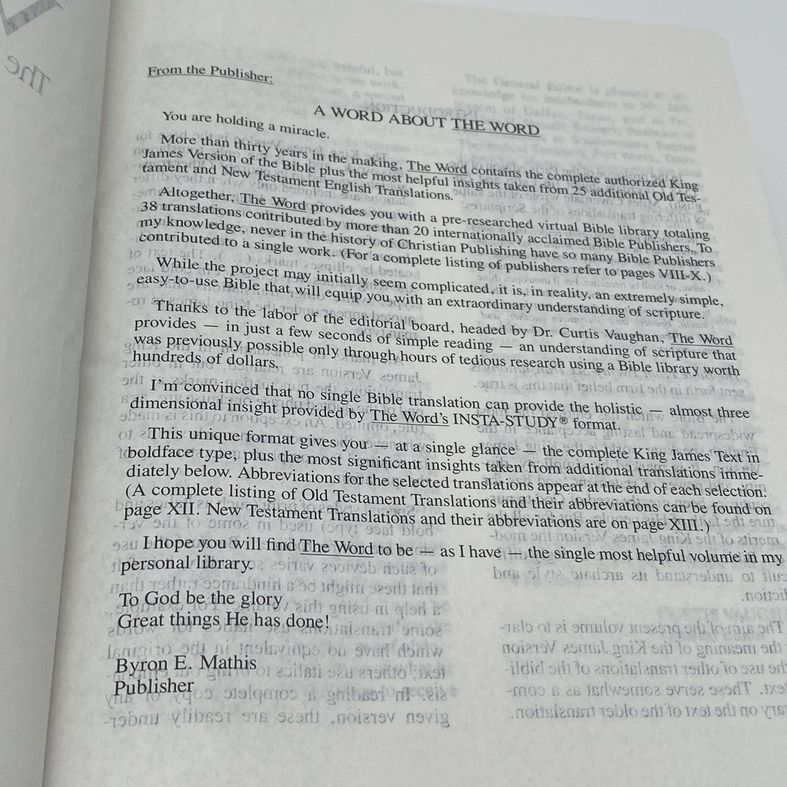 The Word Bible from 26 Translations Bonded Leather 1993 Mathis Publishers +Box