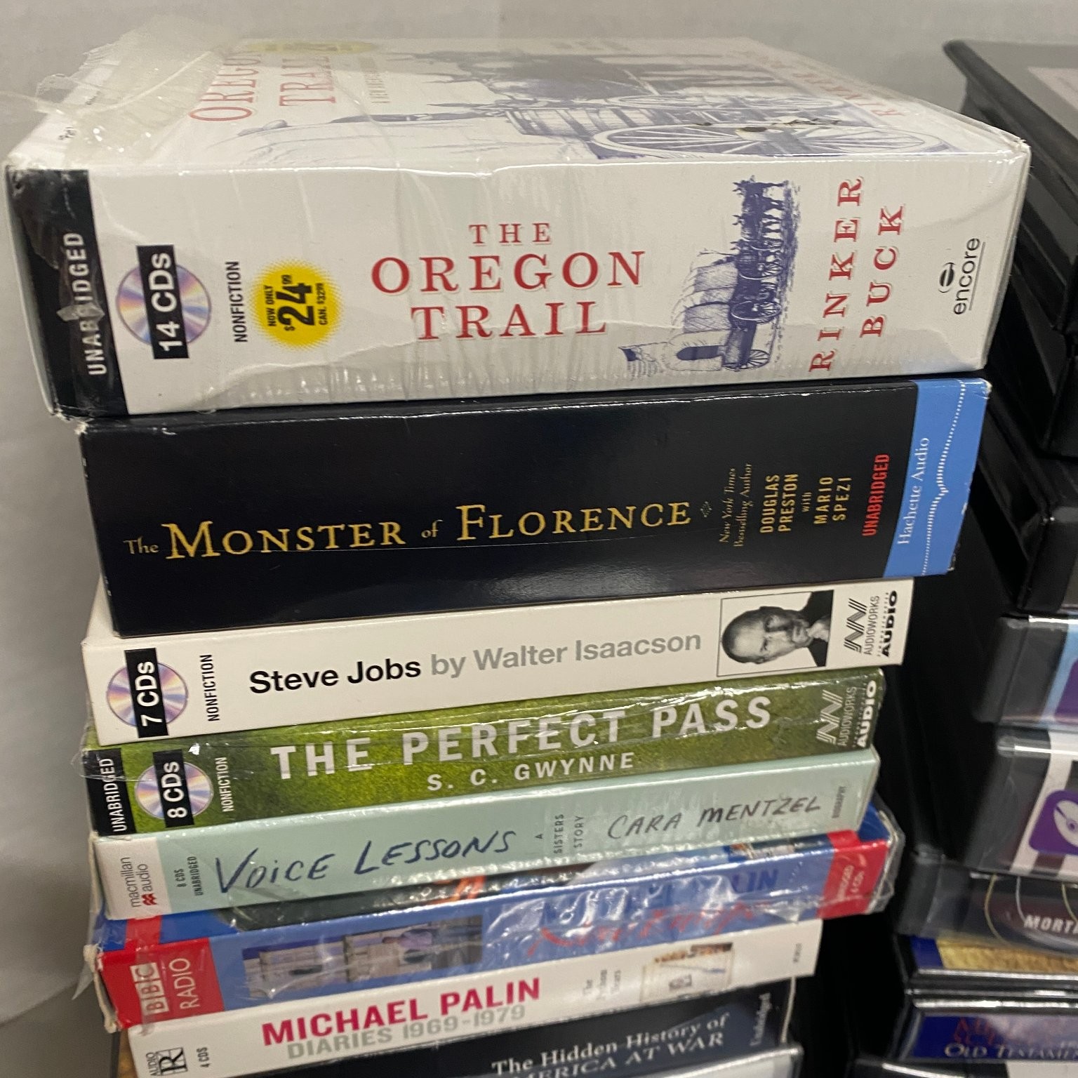 Lot of 45 + Audiobooks on CD, Ex Library, Fiction, Mixed Authors