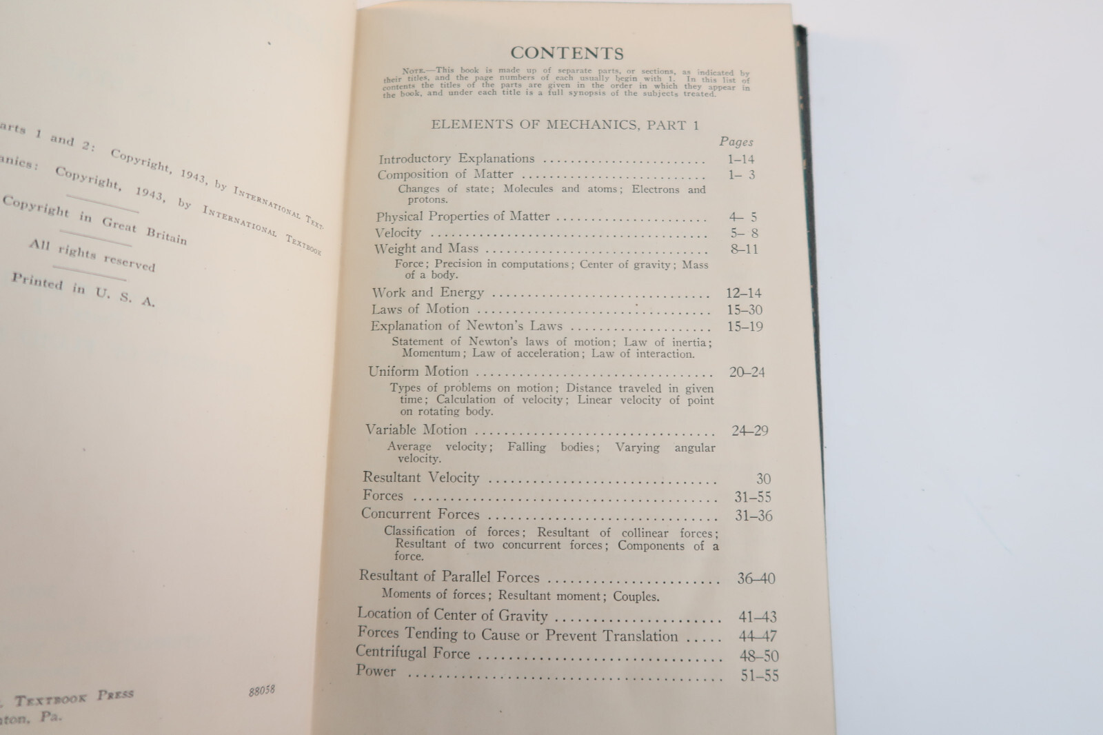 Elements of Mechanics International Library textbook 348B 1943 ICS Staff