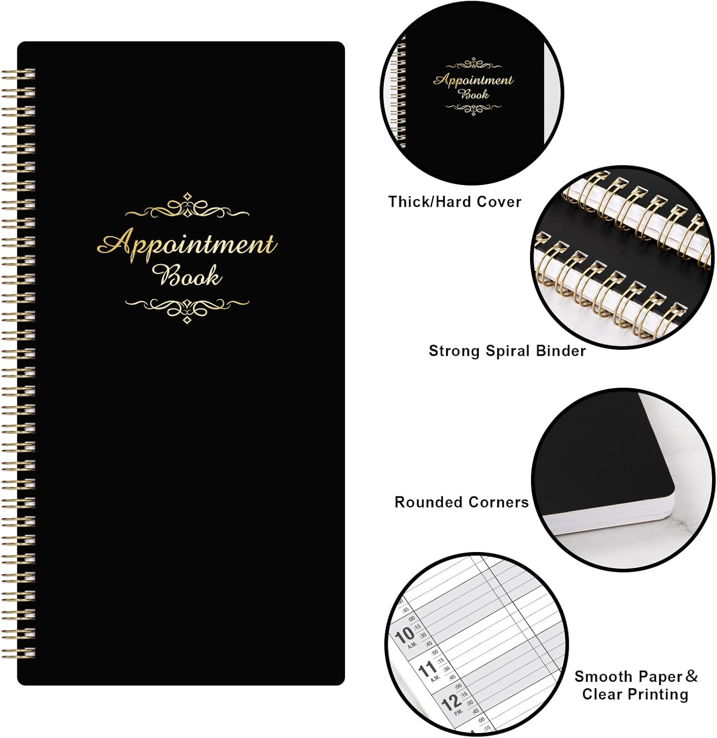 Salon Appointment Book – 15 Min Increments, 3 Cols, 200 Pages, 6.1“ X 11.54“,