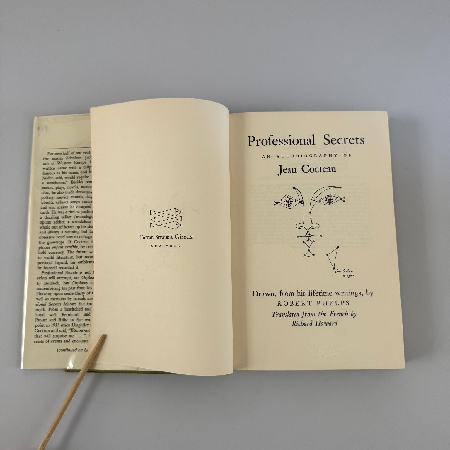 Professional Secrets Jean Cocteau 1970 First Printing Farrar Straus Giroux
