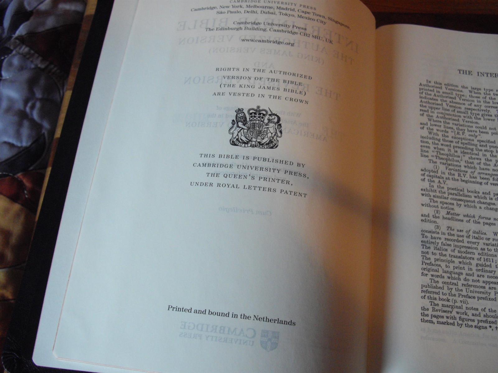 Cambridge Black Genuine Calfskin Leather KJV RV Interlinear Bible