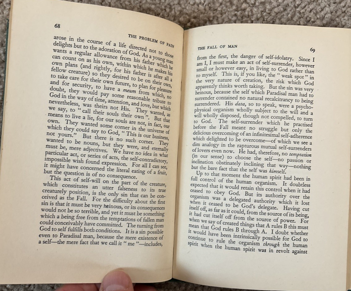 The Problem of Pain by C.S. Lewis – The Macmillan Co. 1944 HC