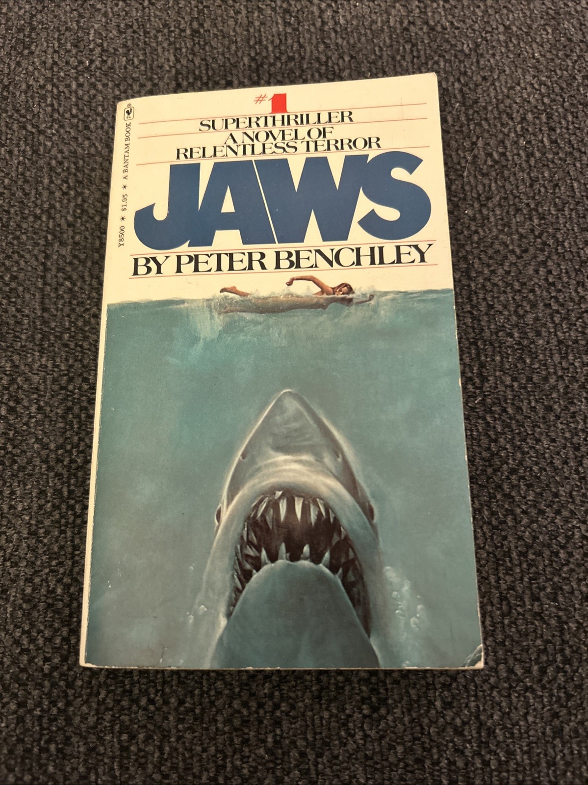 Jaws 1974 Peter Benchley, Bantam Edition Paperback 9th Printing