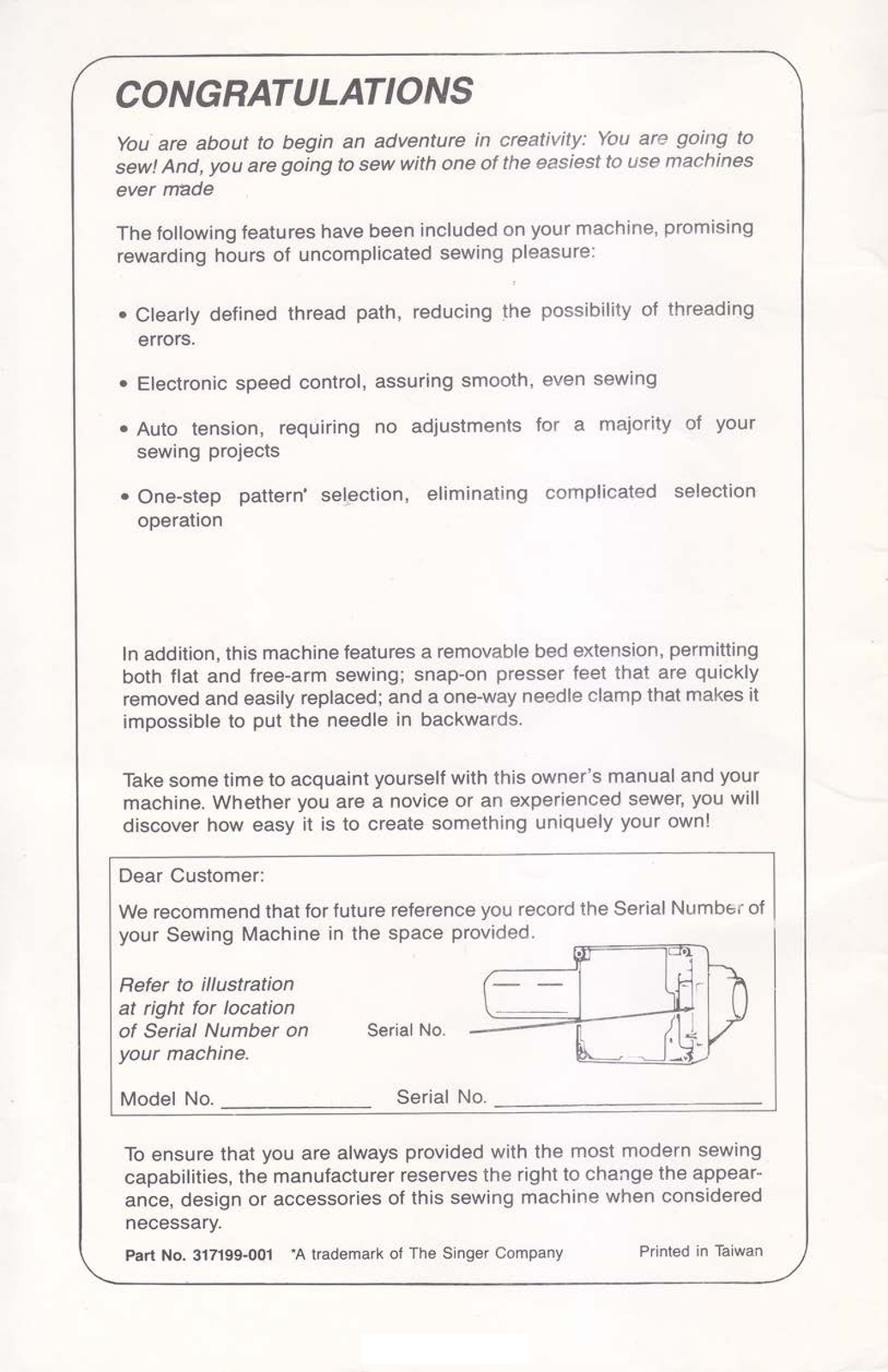 SINGER 9410 10 13 Pattern Sewing Machine Manual – WIRE BOUND – TOUGH COVERS