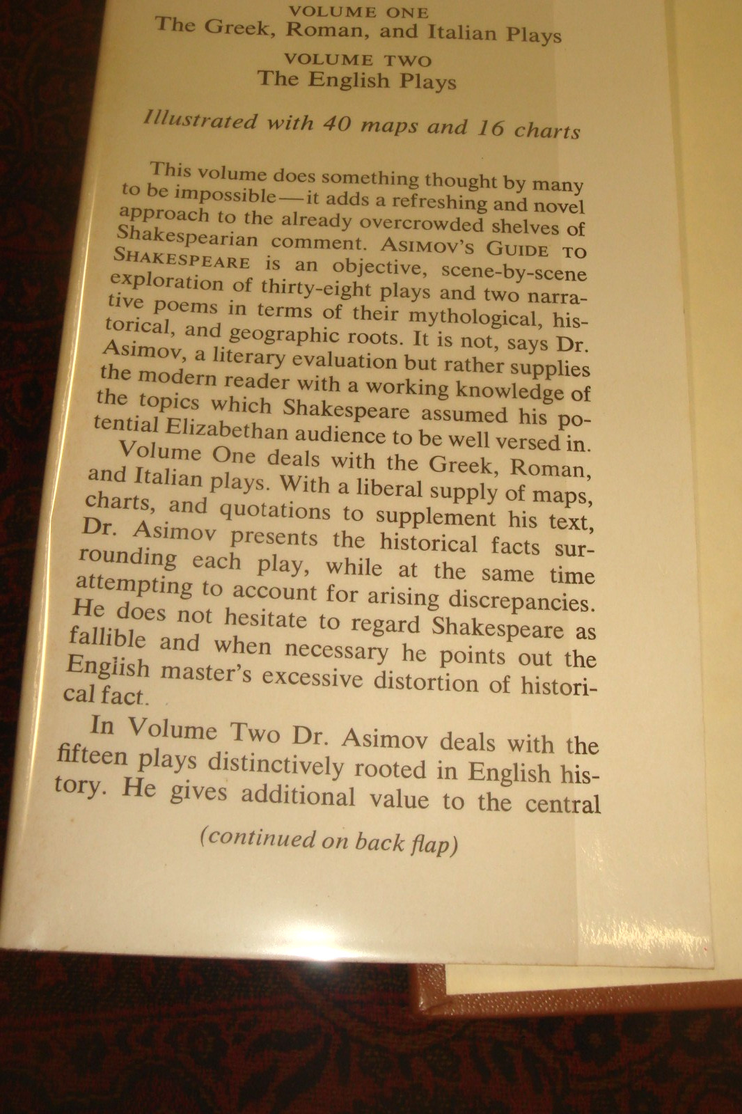 Asimov’s Guide to Shakespeare by Isaac Asimov 1978 HC/DJ Avenel 1978 -1536 pages
