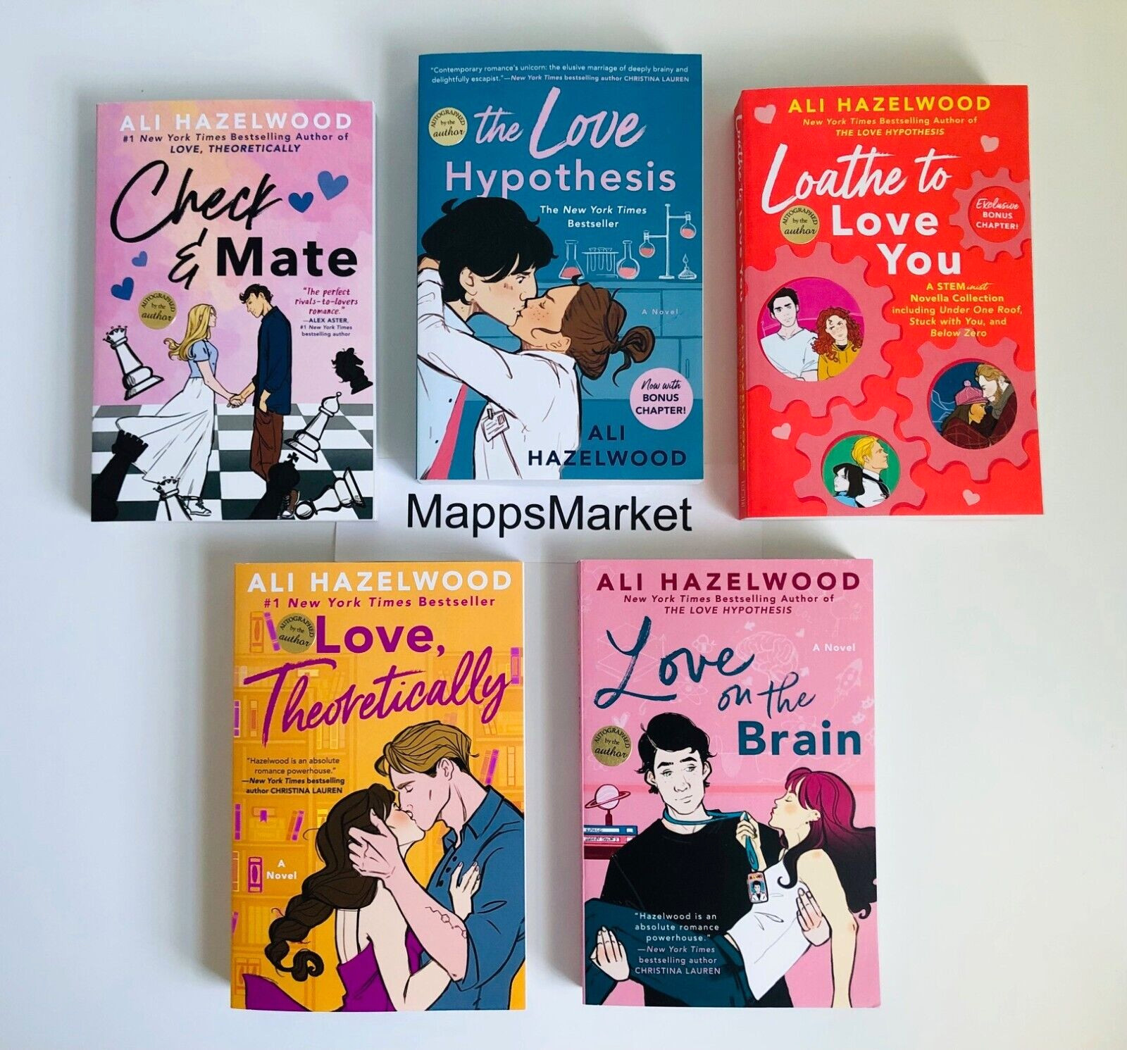 SIGNED by Ali Hazelwood 5-Book Bundle Love Hypothesis, Love on the Brain & more
