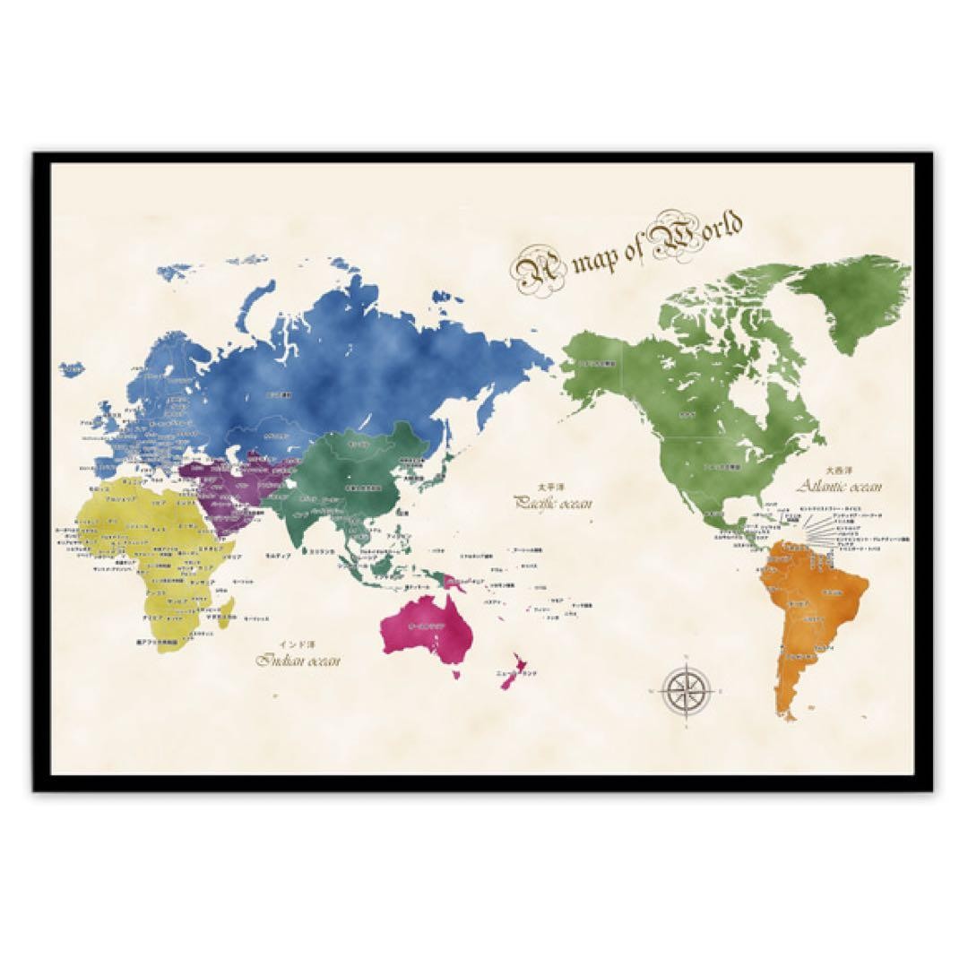 Antique Style World & Japan Map Posters Set A3 Educational Matte Paper 2pcs
