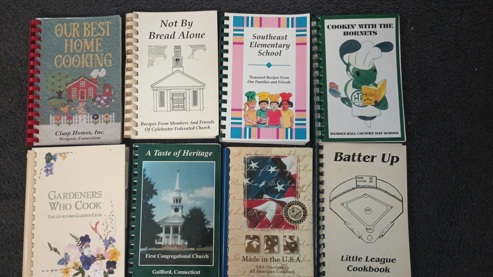 8 Vintage Spiral Bound Connecticut Local Recipe Cookbooks Lot