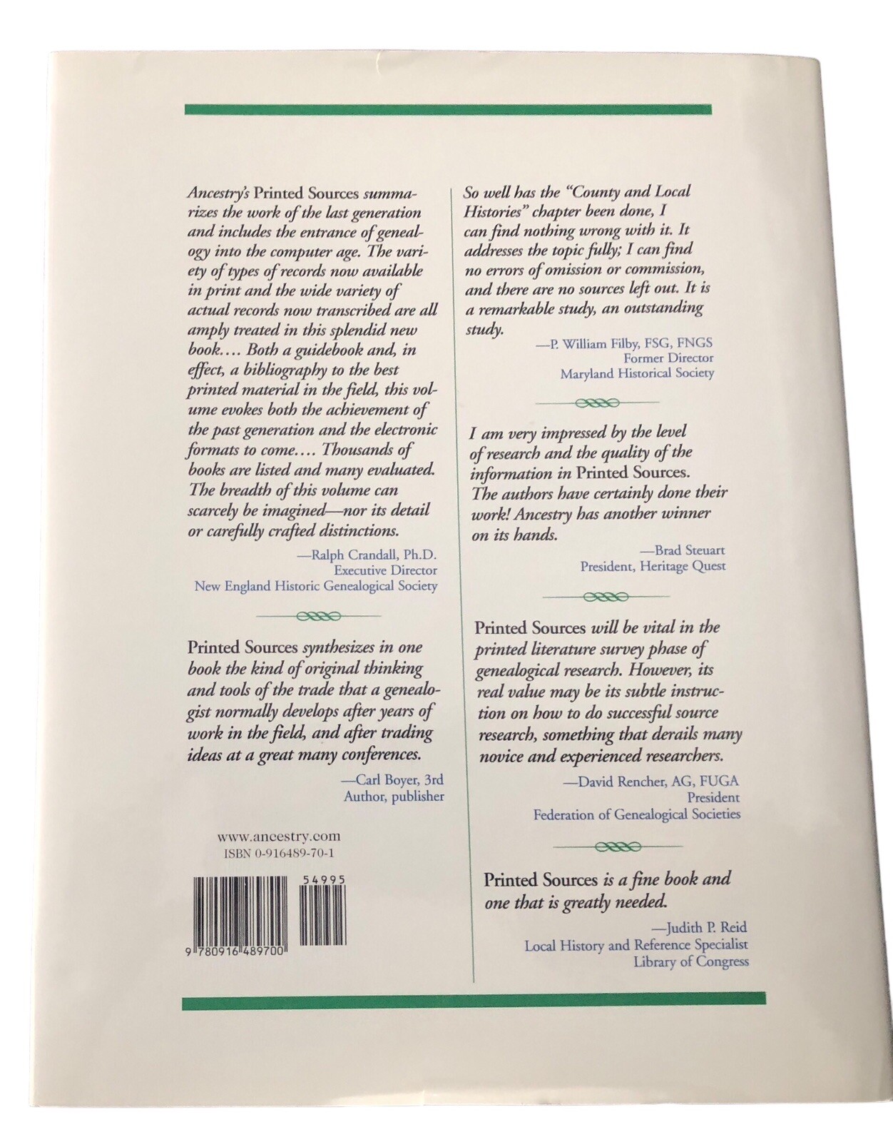 Printed Sources Edited by Kory L. Meyerink 1998 Ancestry Inc. HCDJ