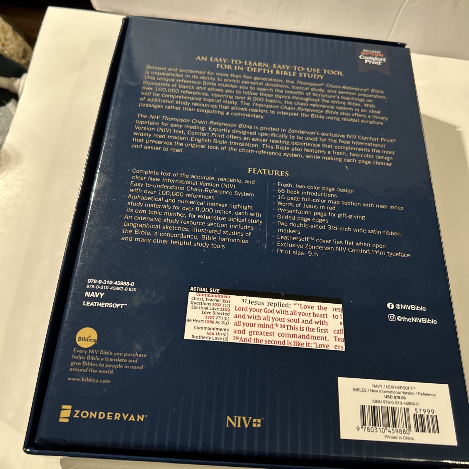 Niv, Thompson Chain-Reference Bible Revised & Updated, Comfort Print Leathersoft