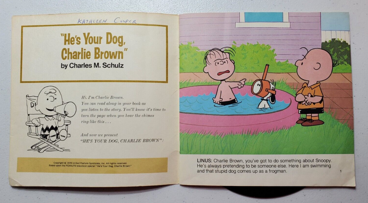 Vintage Read Along Book And Record He’s Your Dog Charlie Brown