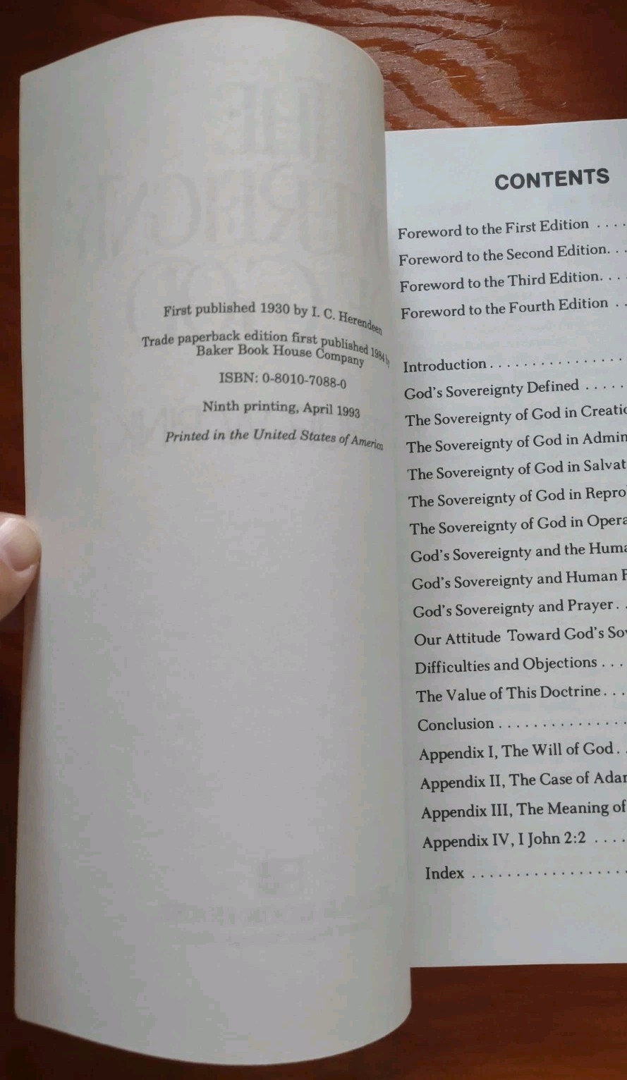 THE SOVEREIGNTY OF GOD by Arthur W. Pink – Baker Book House 1984 – Paperback